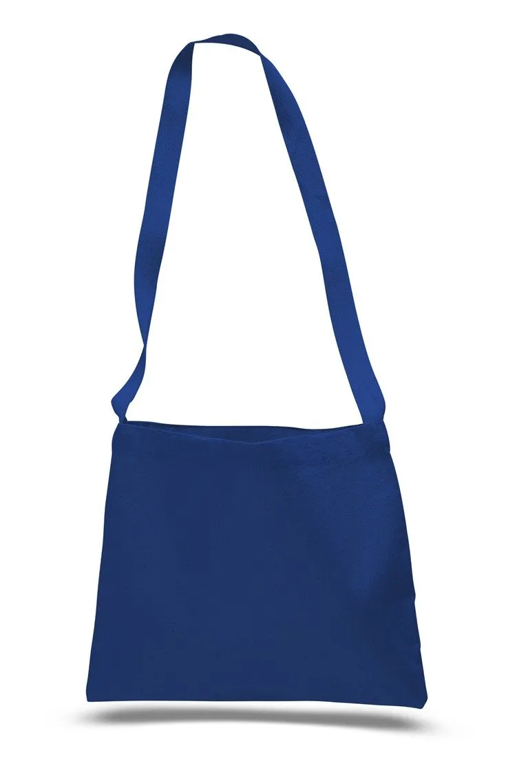 12 ct Small Messenger Canvas Tote Bag with Long Straps - By Dozen