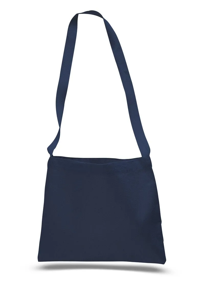 12 ct Small Messenger Canvas Tote Bag with Long Straps - By Dozen