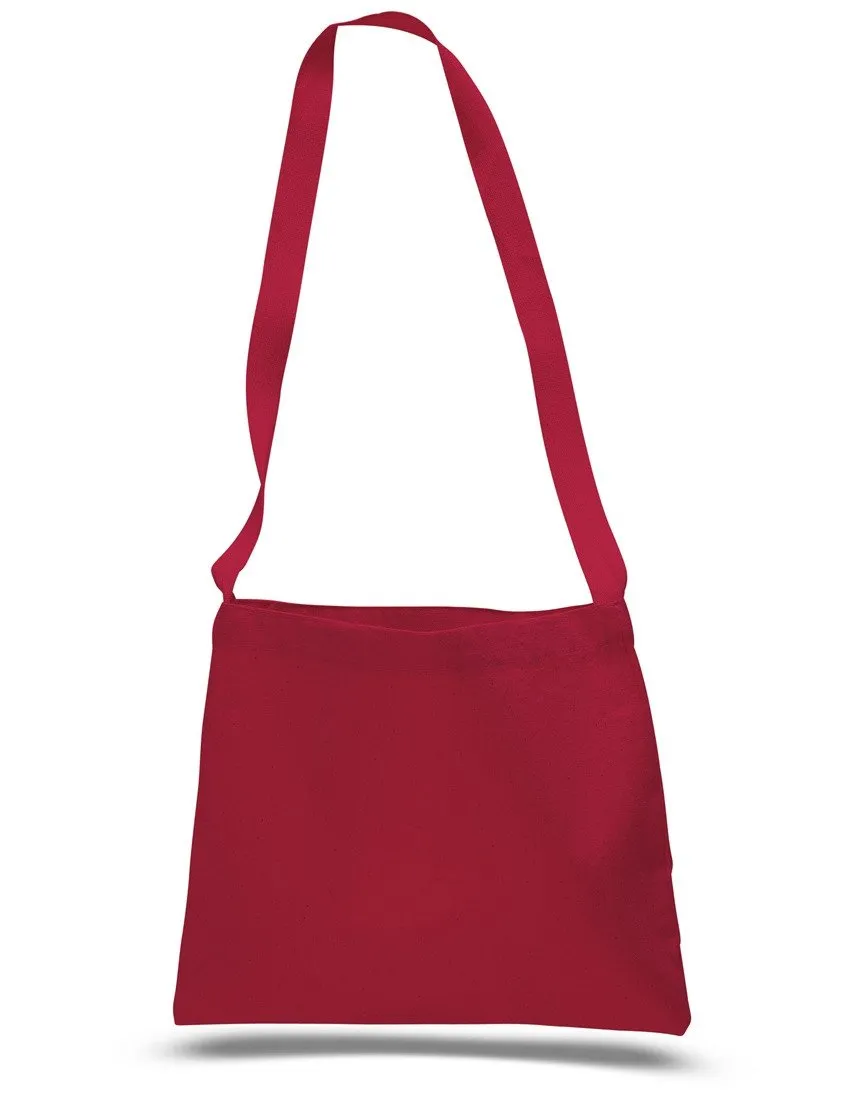 12 ct Small Messenger Canvas Tote Bag with Long Straps - By Dozen