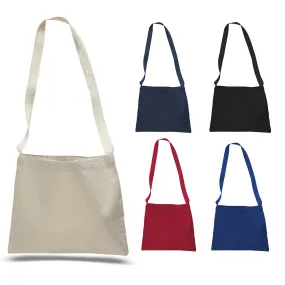 12 ct Small Messenger Canvas Tote Bag with Long Straps - By Dozen