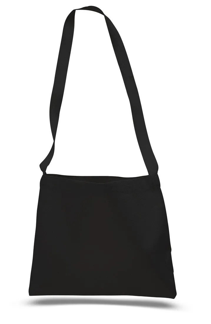 12 ct Small Messenger Canvas Tote Bag with Long Straps - By Dozen