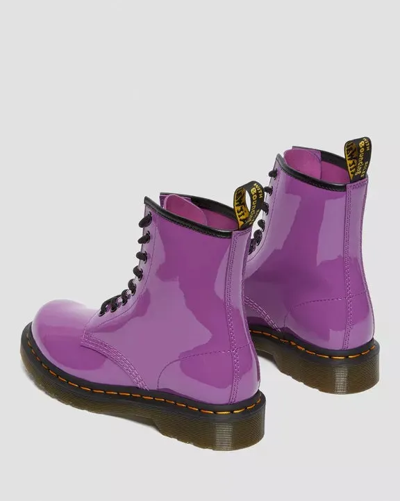 1460 Purple Patent Leather Lace Up Boots