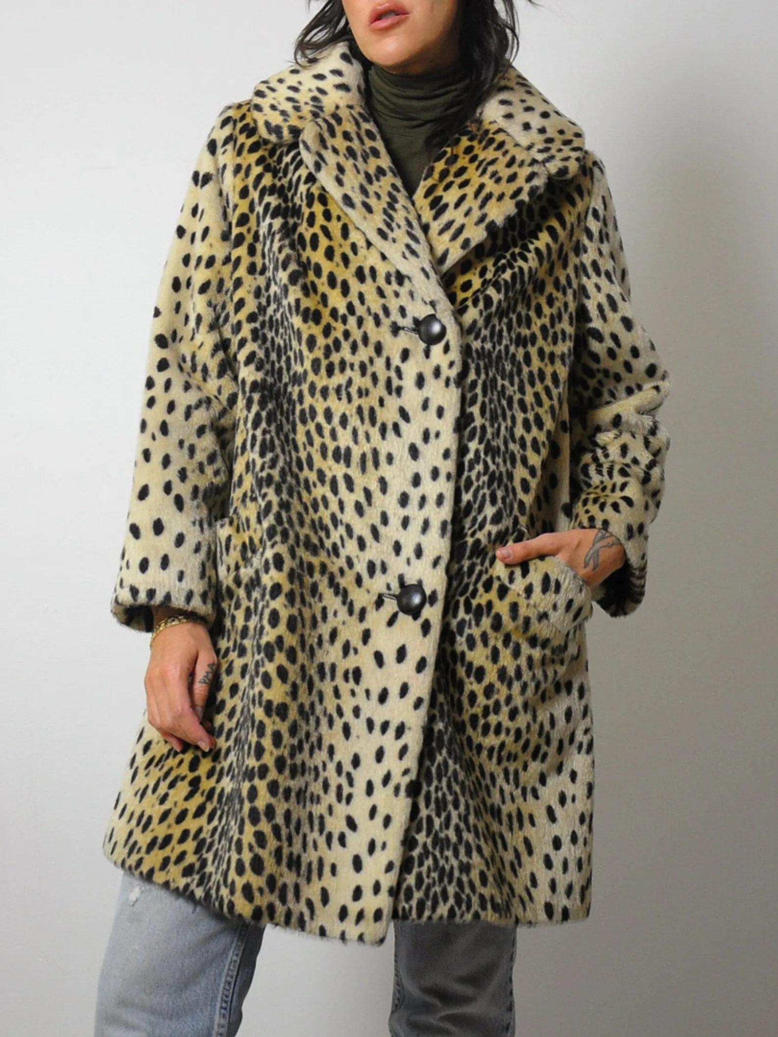 1960's Faux Fur Leopard Coat