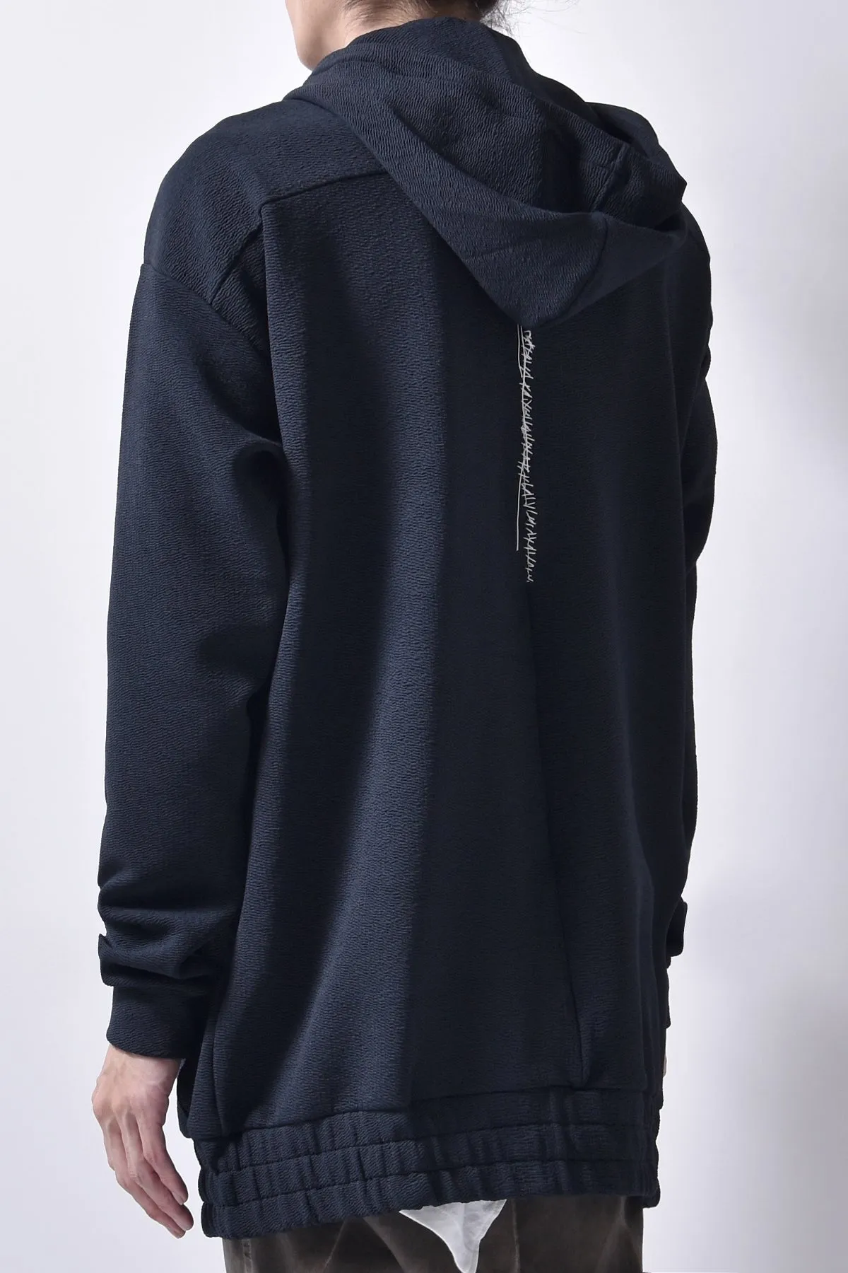 2102-TP01 Nylon Stretch Long Parka Black