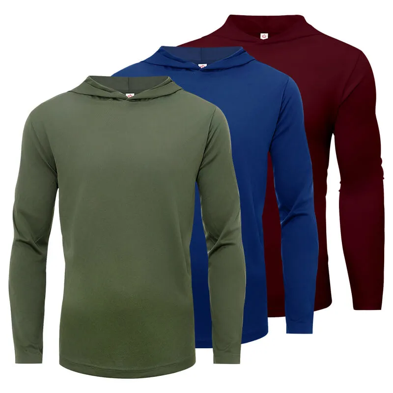 3 Pack Men’s Performance Long Sleeve with Hood