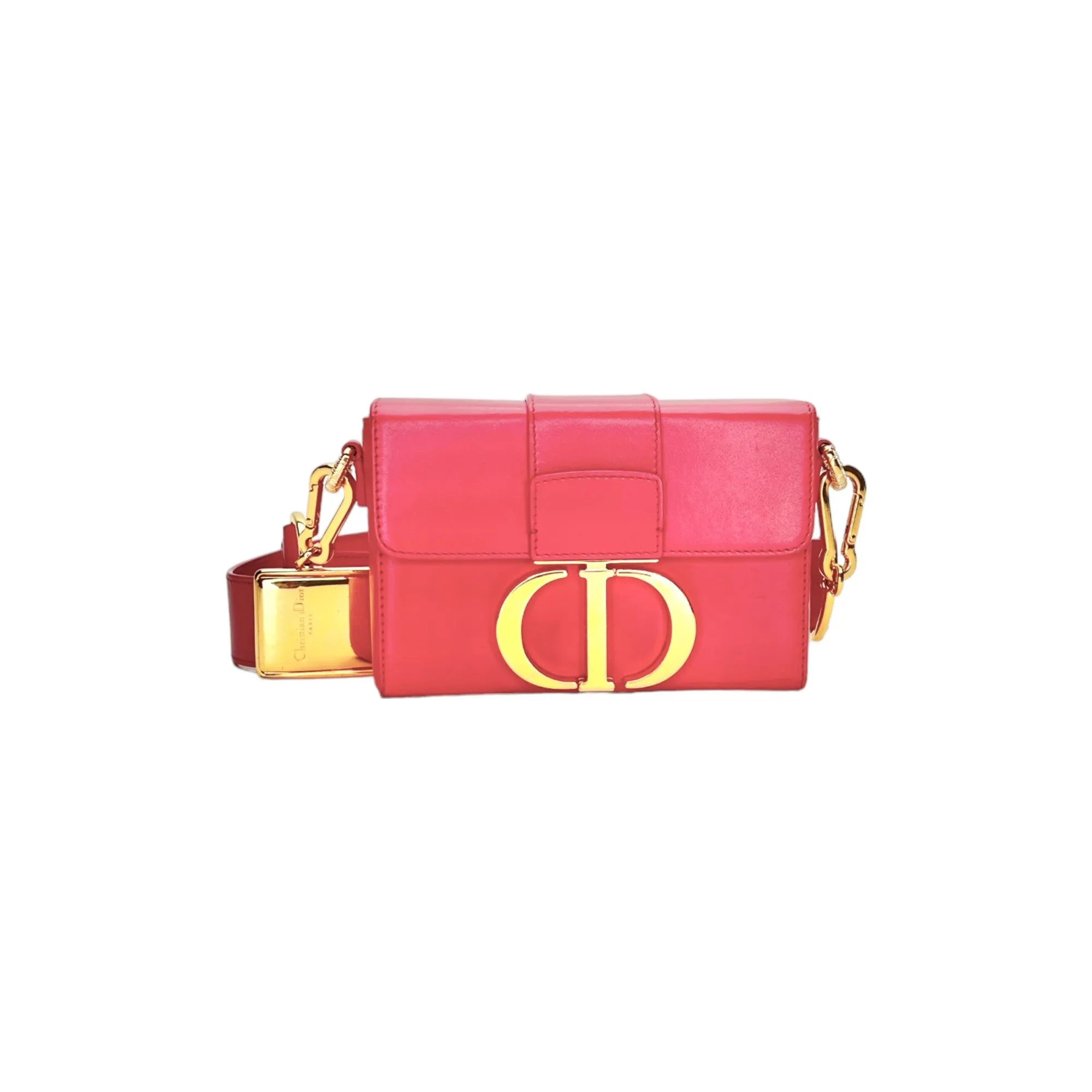 30 Montaigne Box Pink Crossbody Bag in Calfskin, Gold hardware