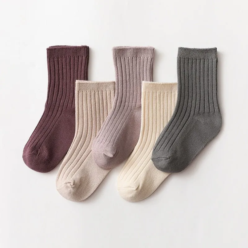 5-Piece Kids Ribbed Ankle Socks Multipack in Assorted Colours