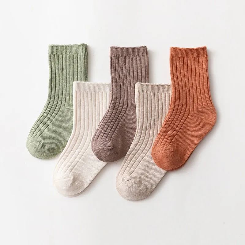 5-Piece Kids Ribbed Ankle Socks Multipack in Assorted Colours