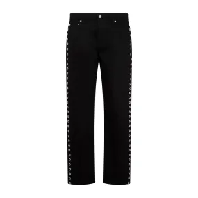 ALEXANDER MCQUEEN Black Eyelet Cotton Jeans for Men - SS23