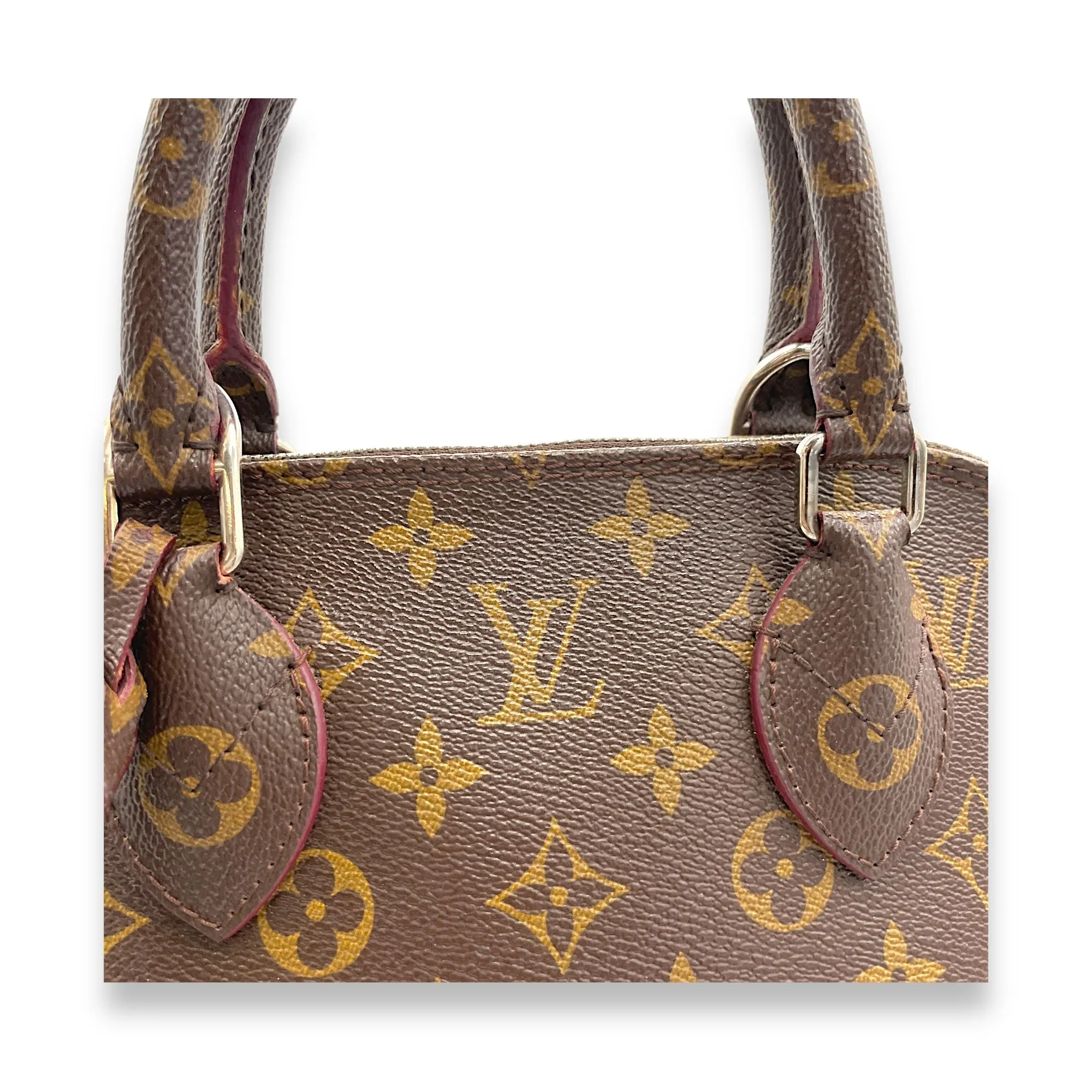 Alma Top Handle Bag Brown in Monogram Coated Canvas, Gold hardware