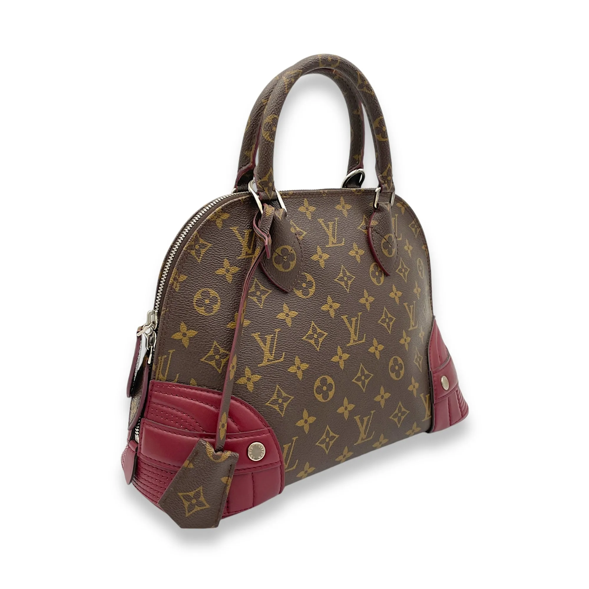 Alma Top Handle Bag Brown in Monogram Coated Canvas, Gold hardware