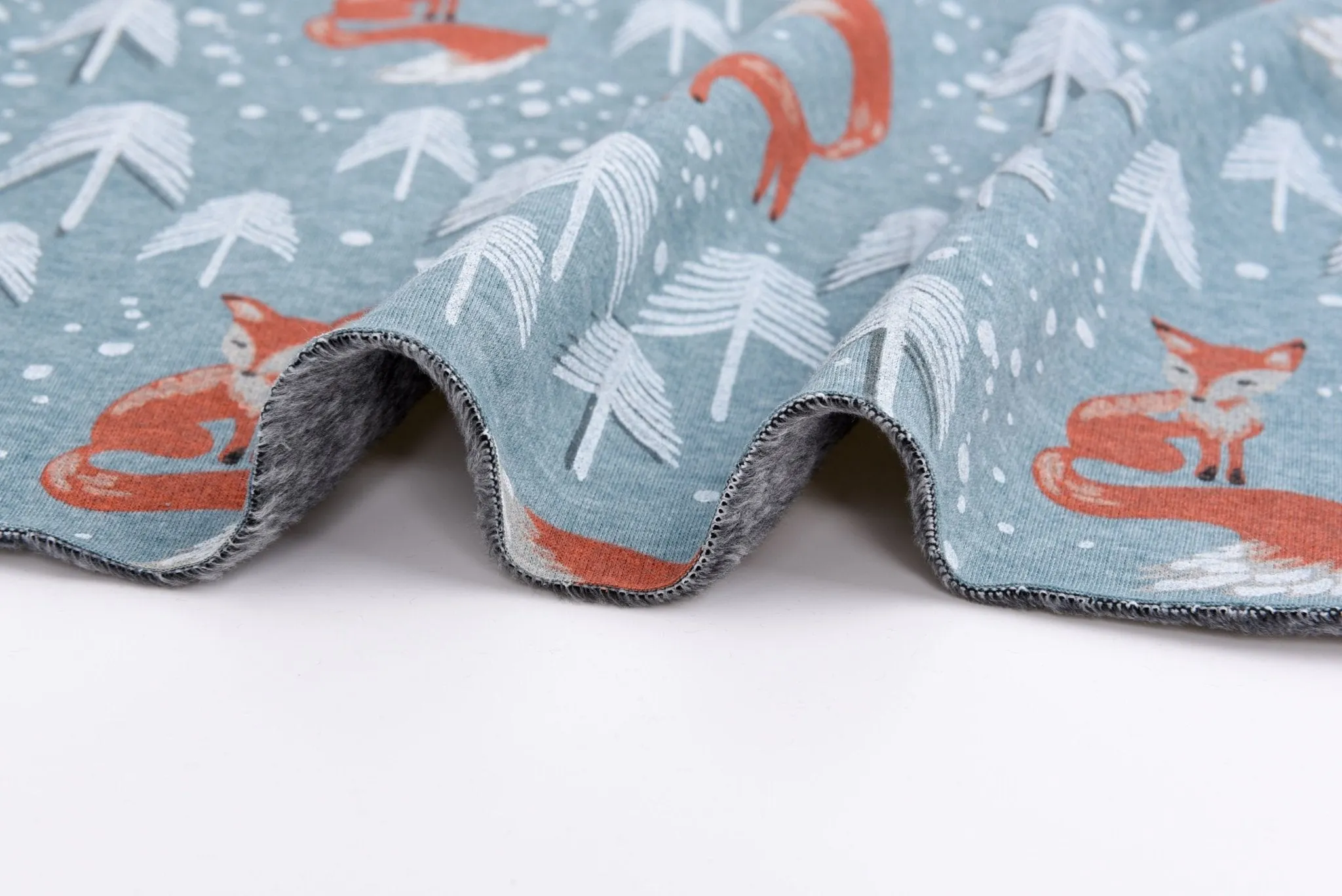 Alpine Fleece Fox in the forest  Print Fabric