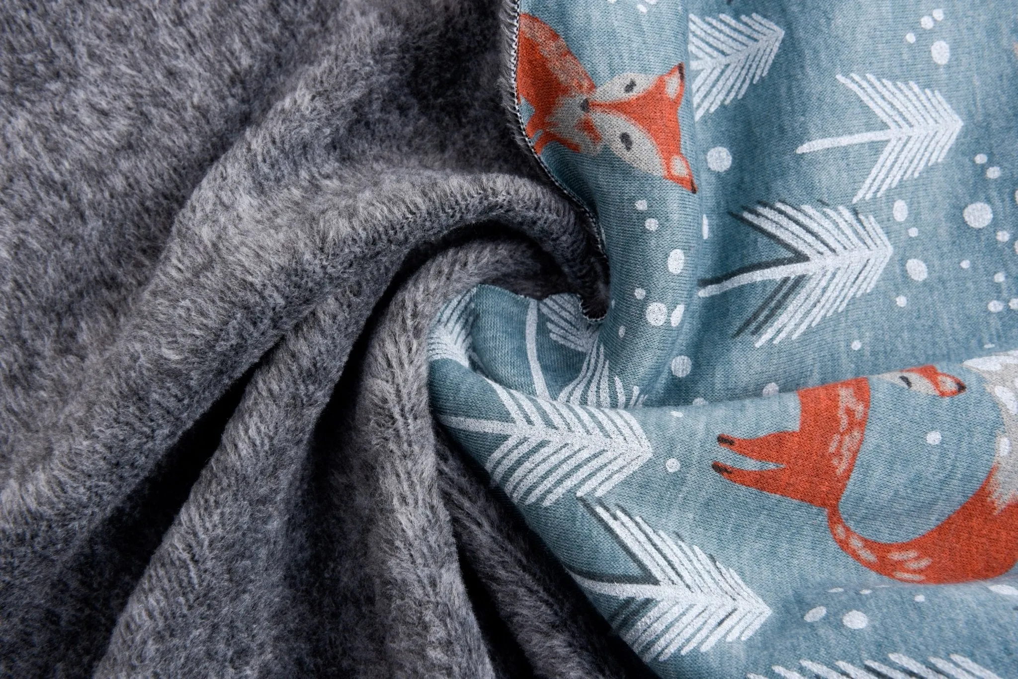 Alpine Fleece Fox in the forest  Print Fabric