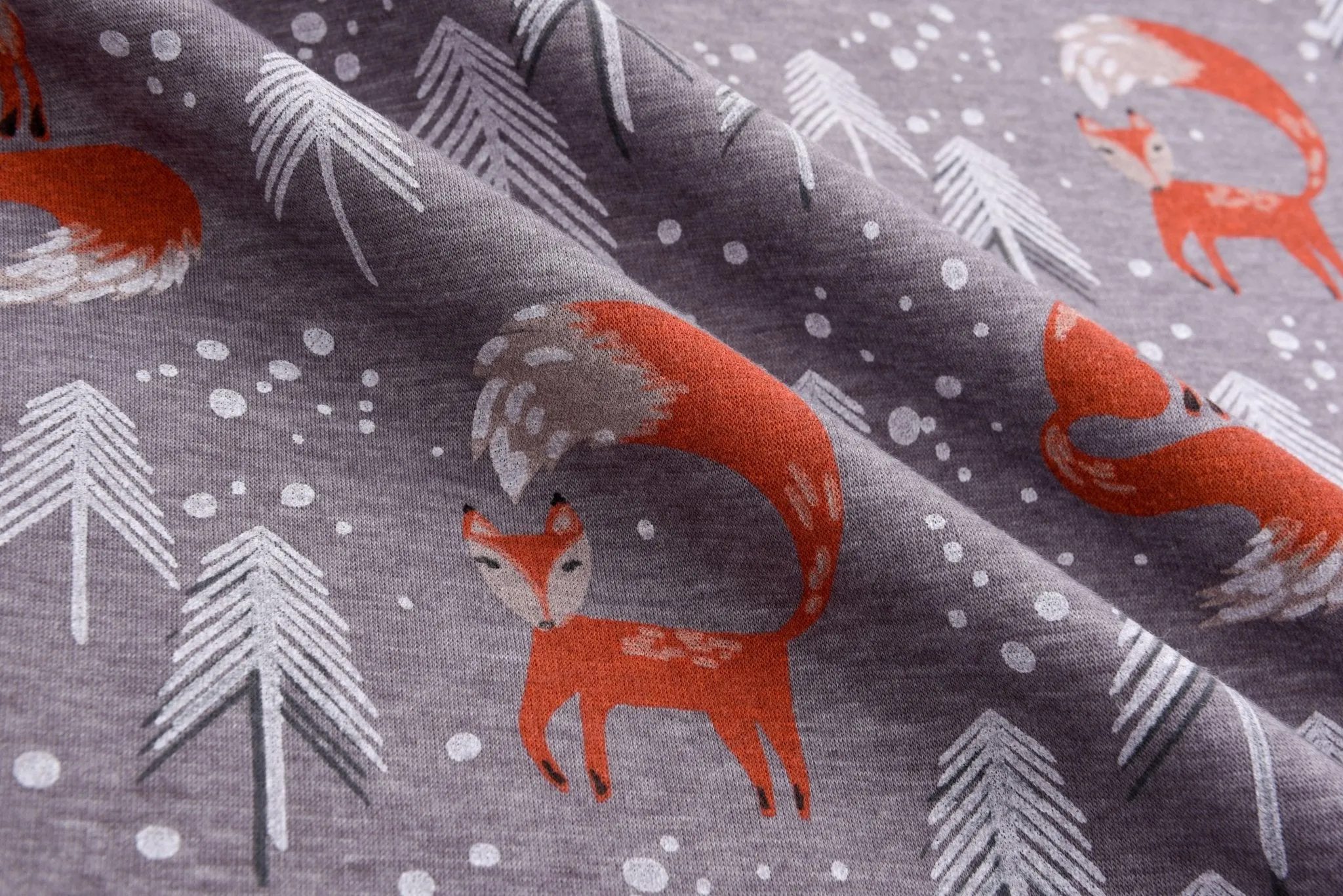 Alpine Fleece Fox in the forest  Print Fabric