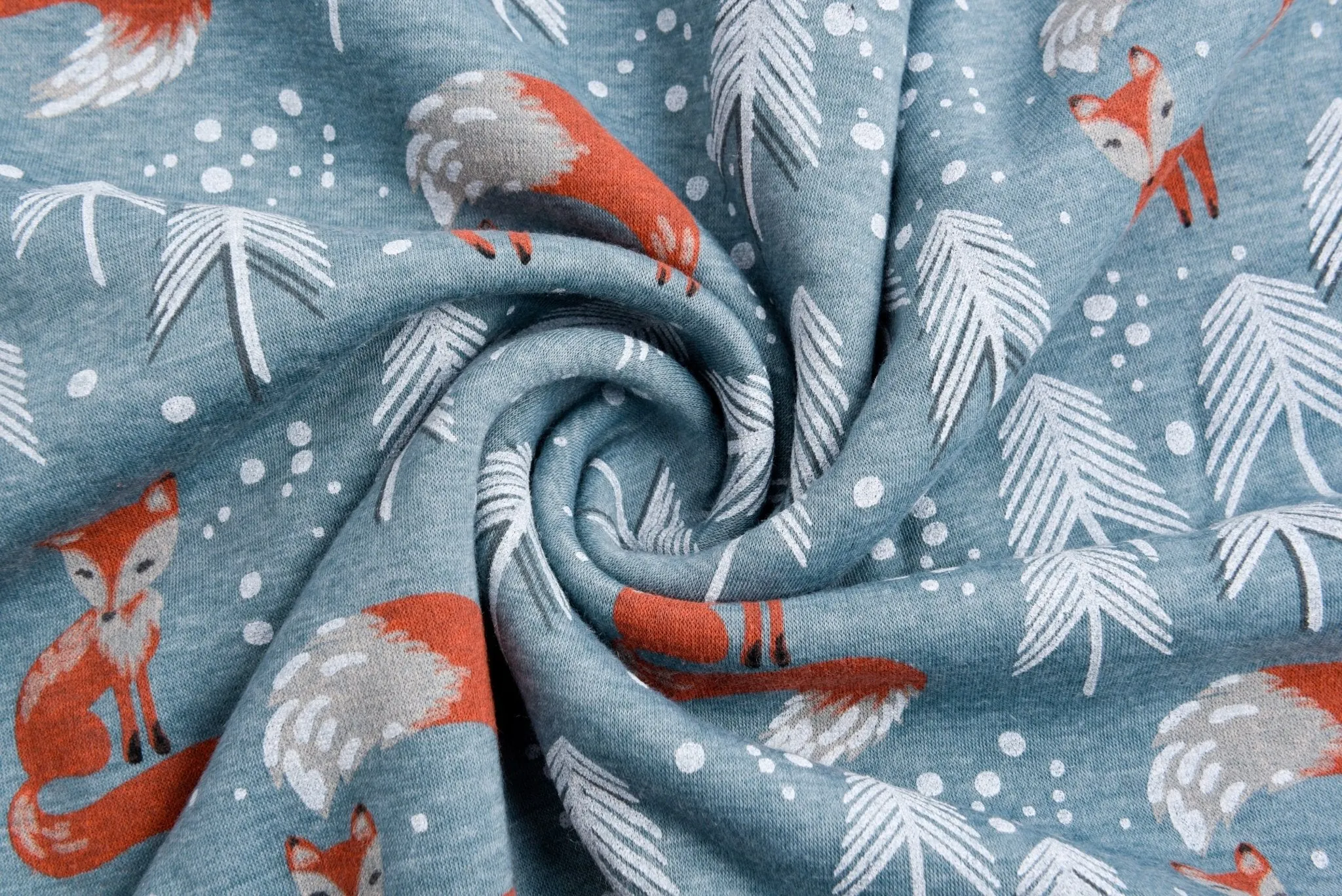 Alpine Fleece Fox in the forest  Print Fabric