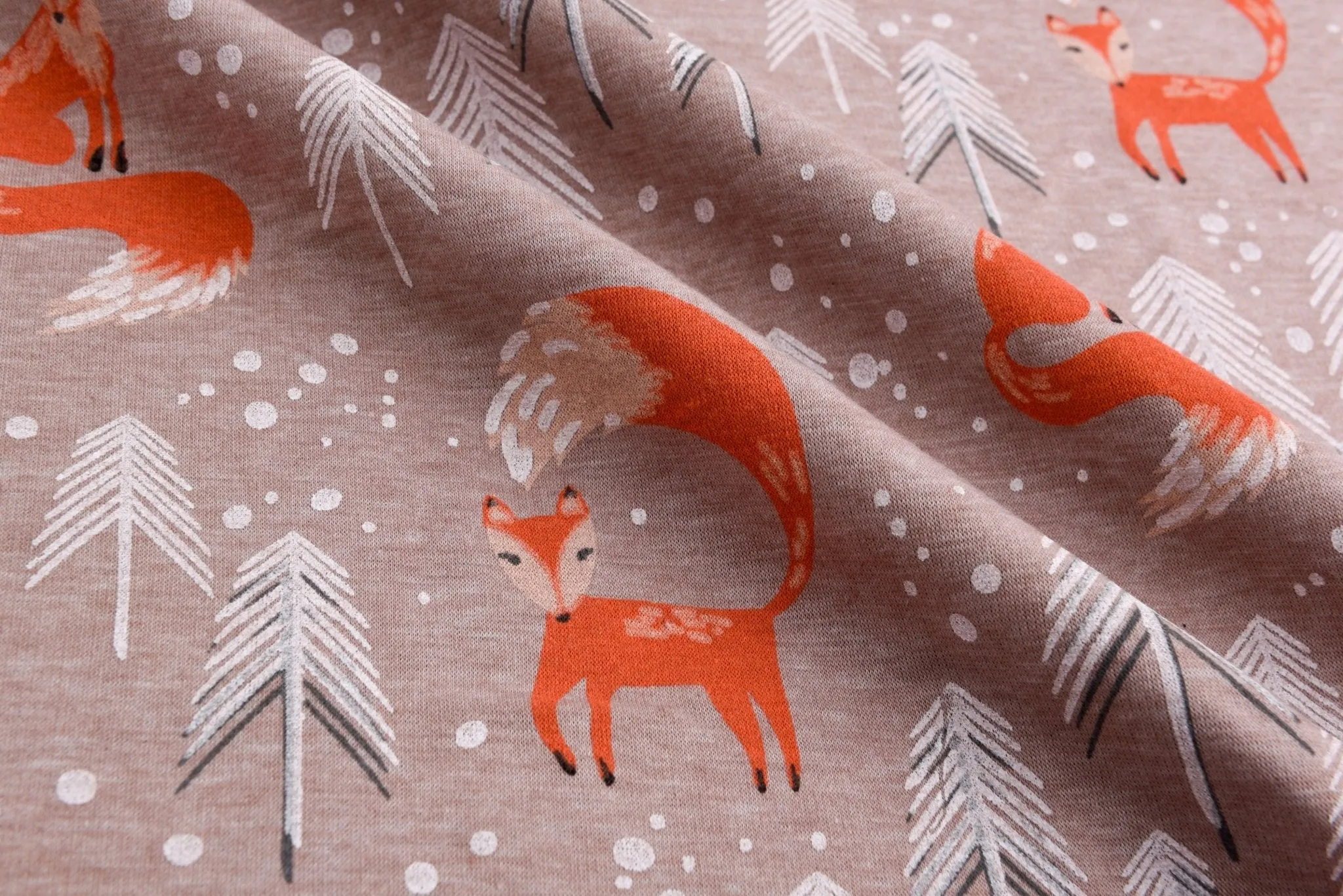 Alpine Fleece Fox in the forest  Print Fabric