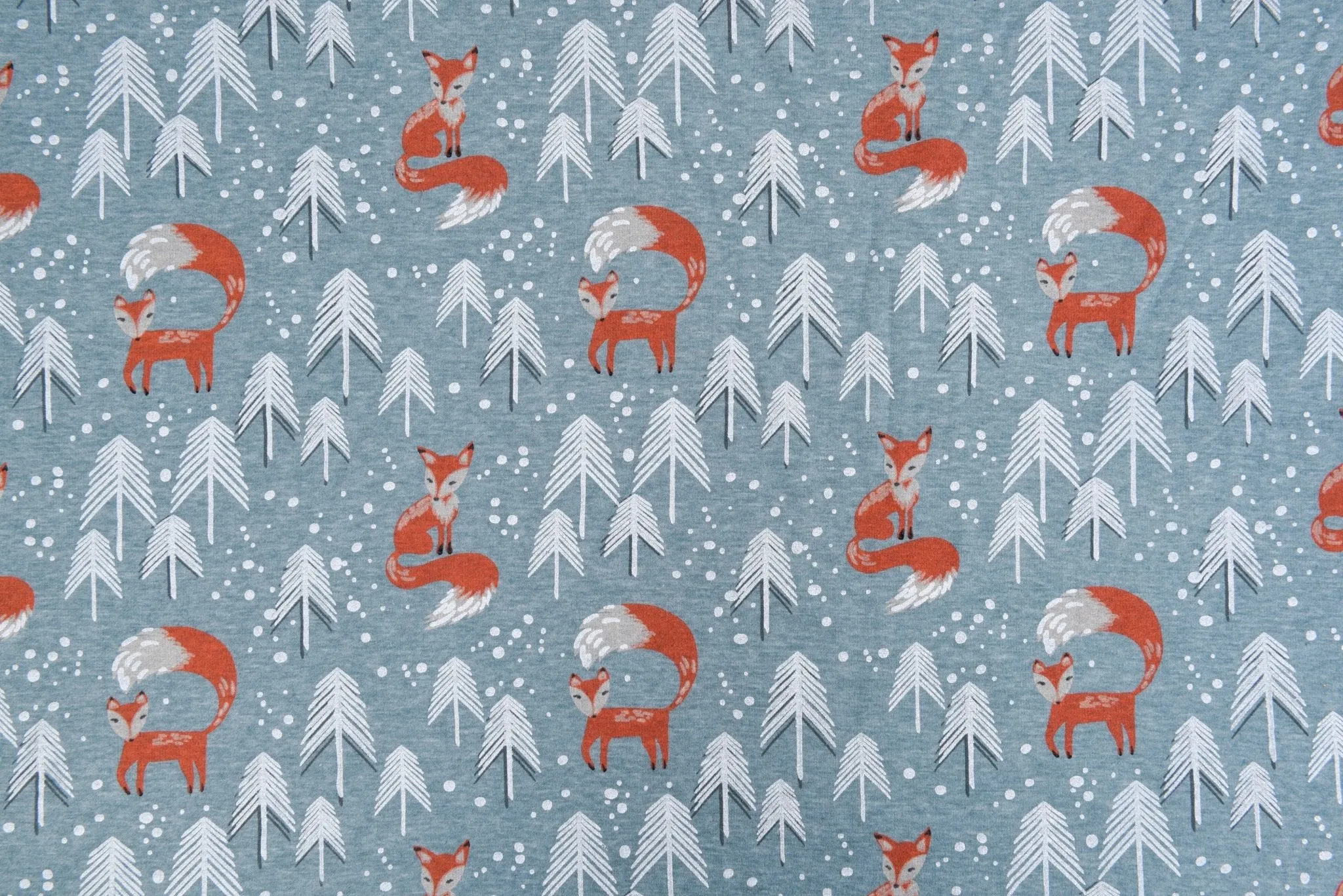 Alpine Fleece Fox in the forest  Print Fabric