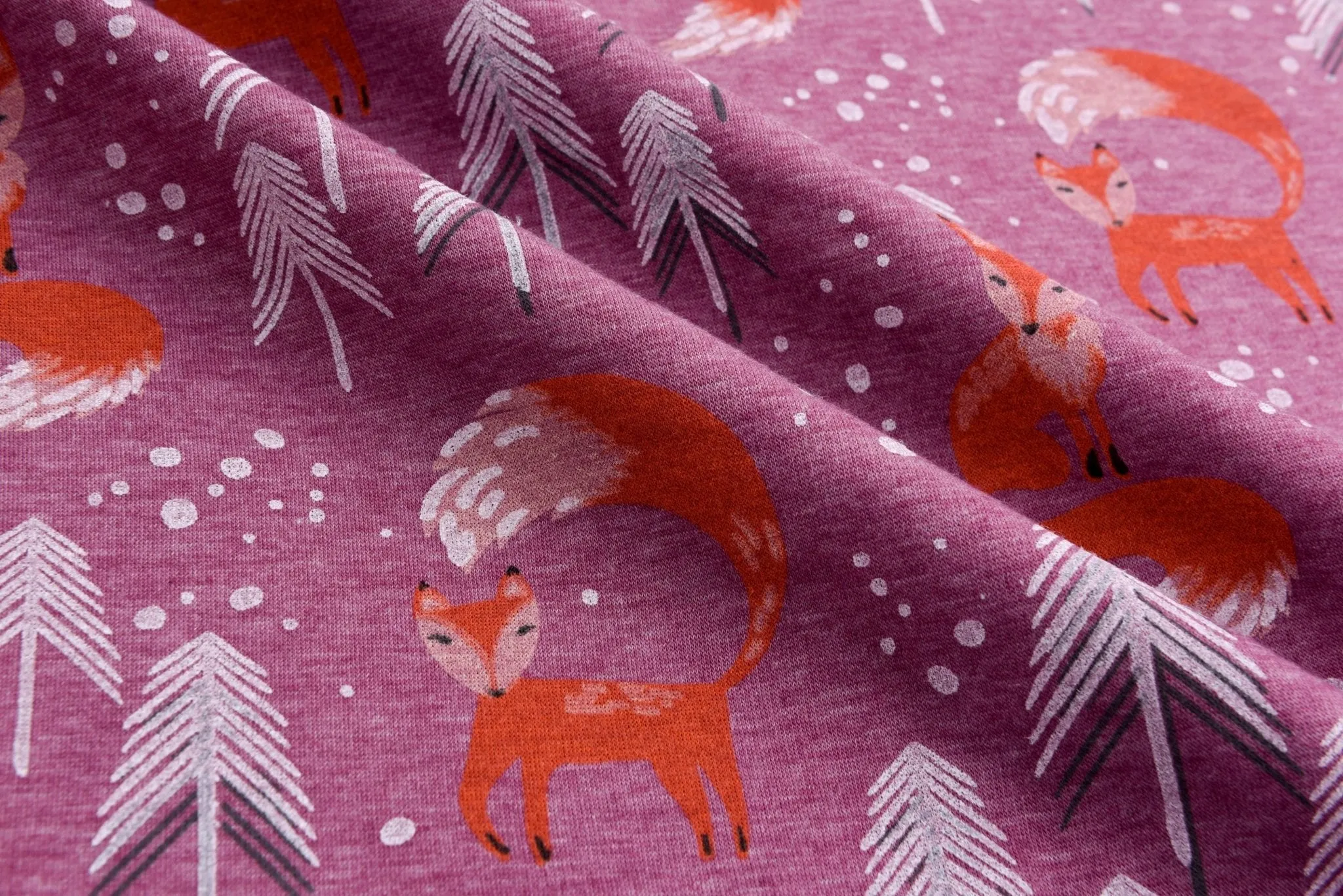 Alpine Fleece Fox in the forest  Print Fabric