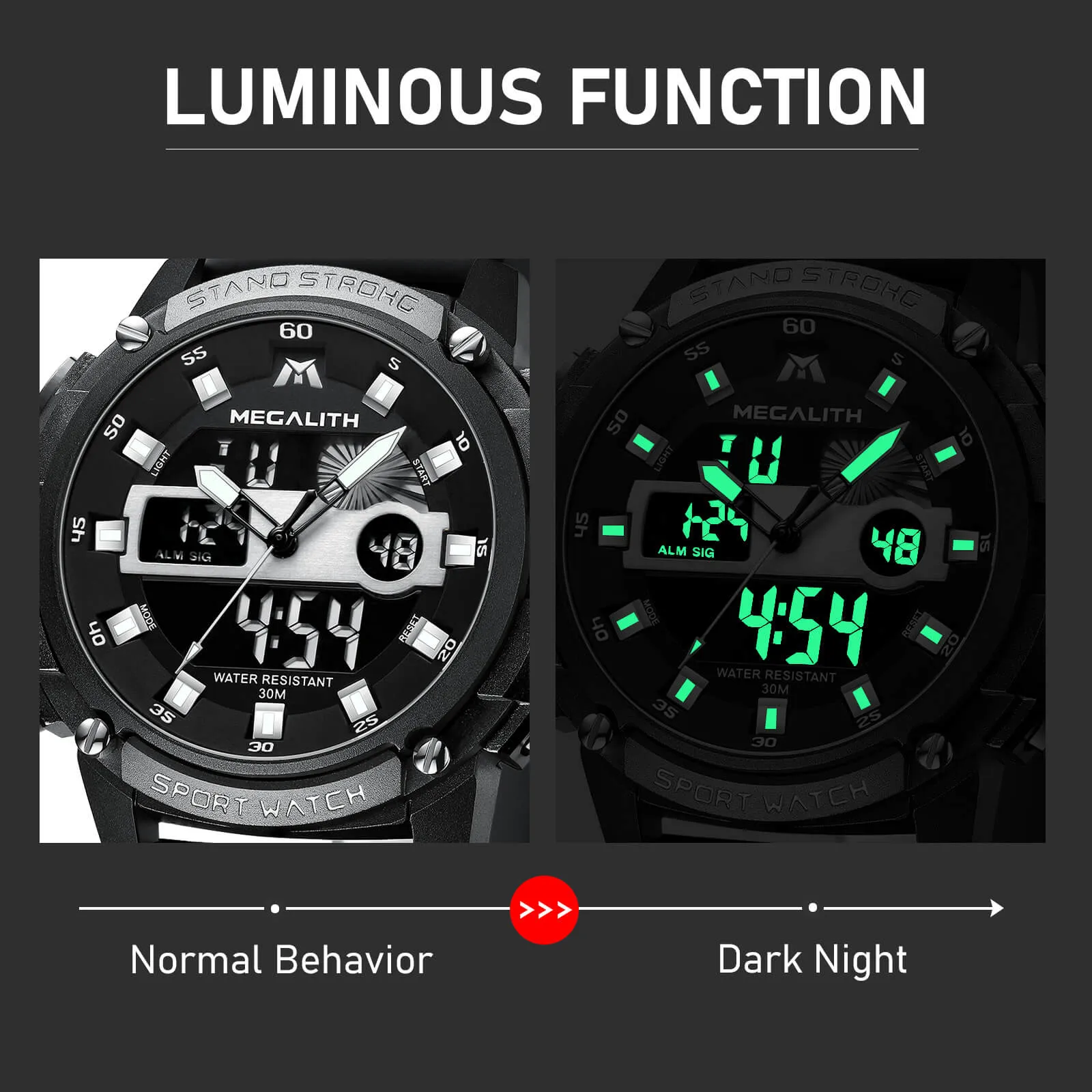 Analog Digital Watch | Rubber Band | 8266M