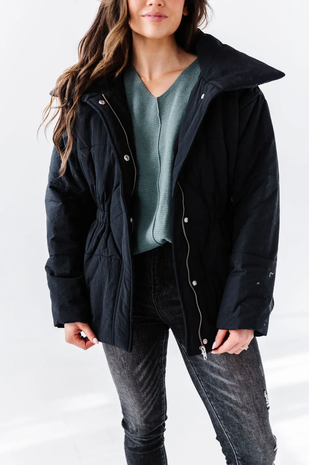 Arden Puffer Coat in Black