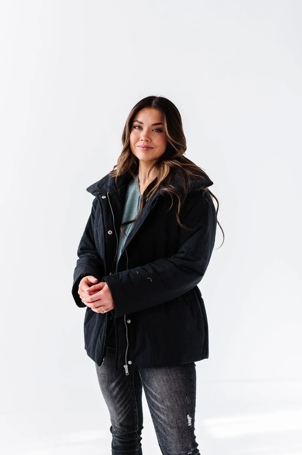 Arden Puffer Coat in Black