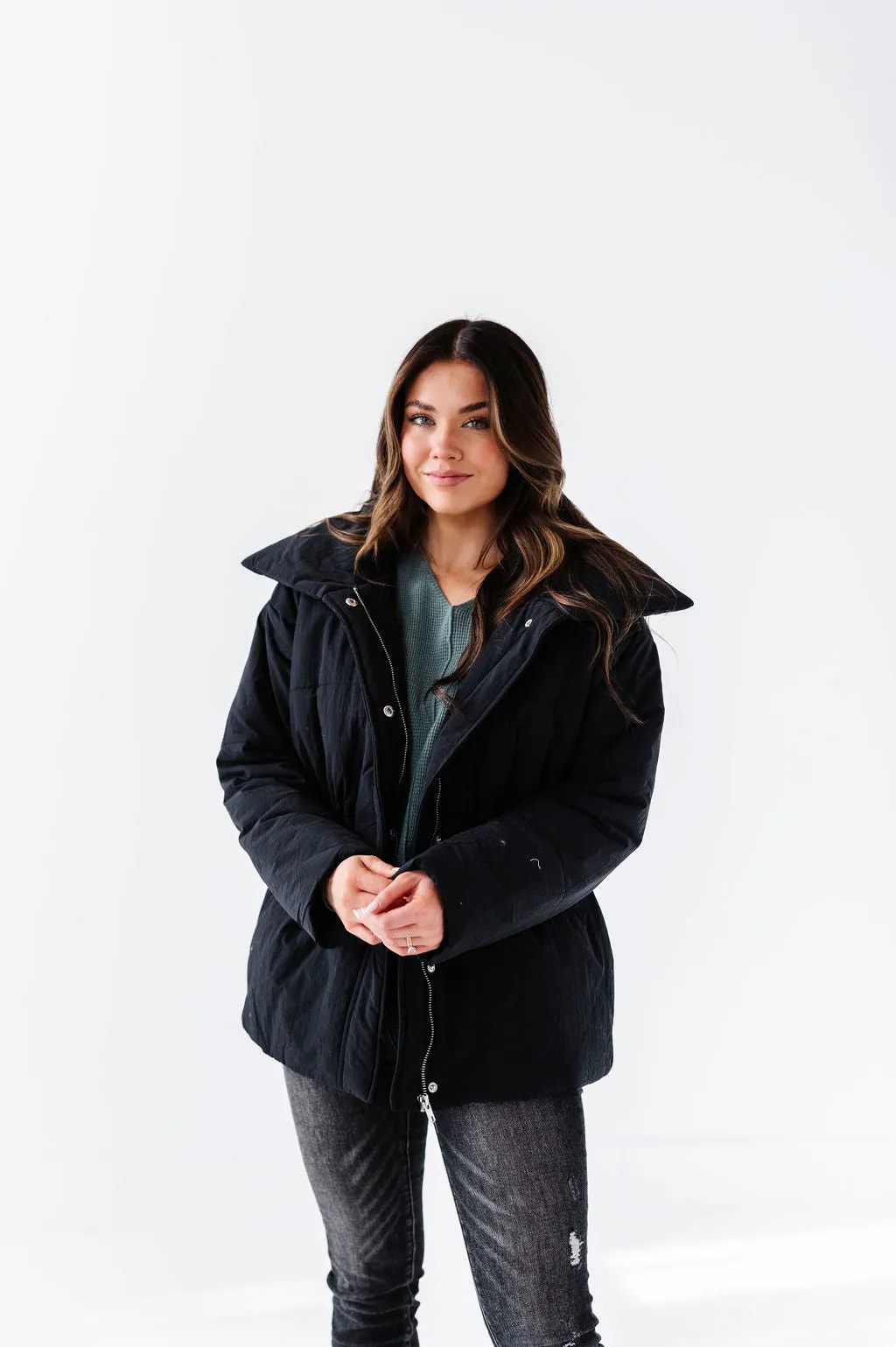 Arden Puffer Coat in Black