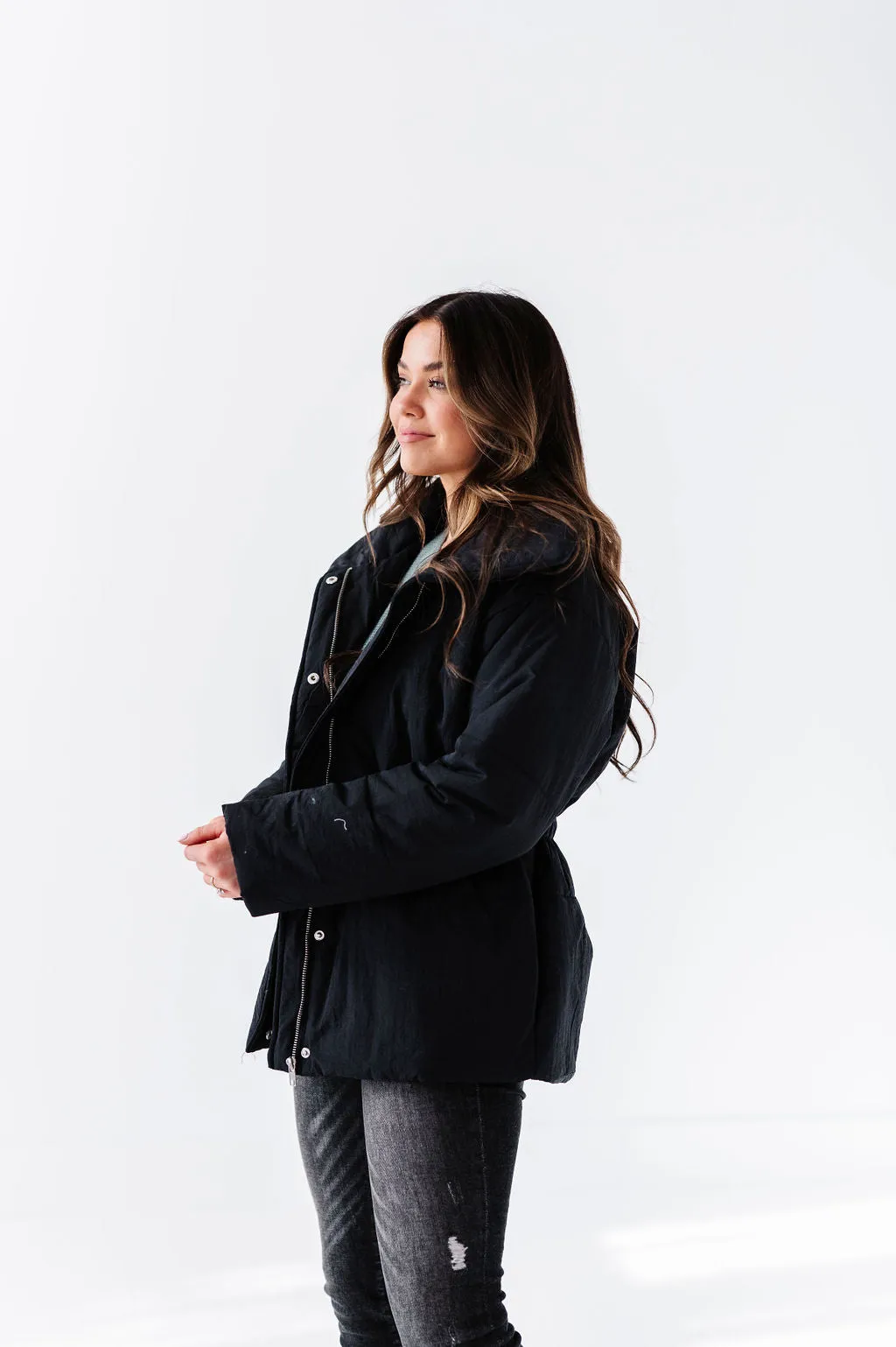 Arden Puffer Coat in Black