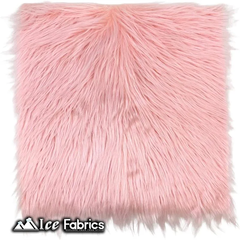 Baby Pink IceFabrics Square Shaggy Long Pile Faux Fur Fabric