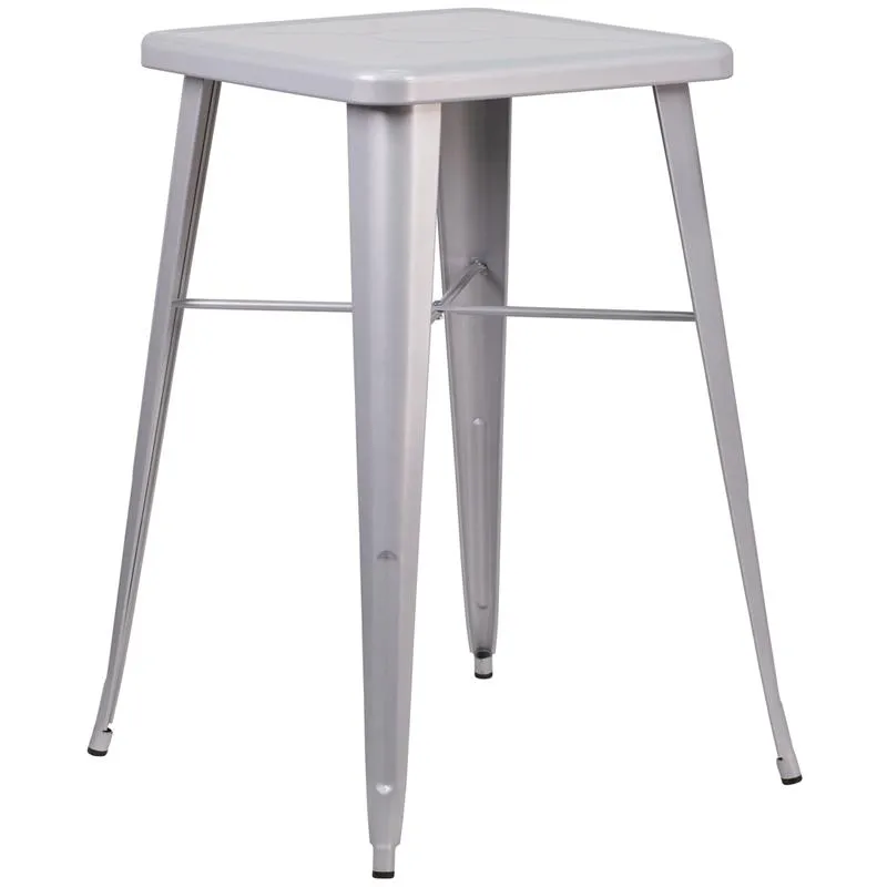 Bar Height Silver Galvanized Finish Tolix Table 24