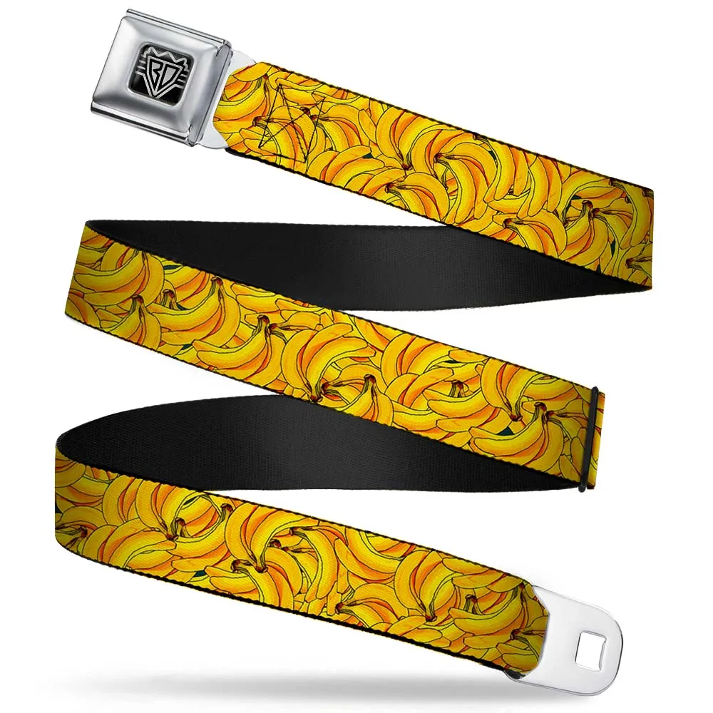 BD Wings Logo CLOSE-UP Full Color Black Silver Seatbelt Belt - Banana Bunches Stacked Webbing