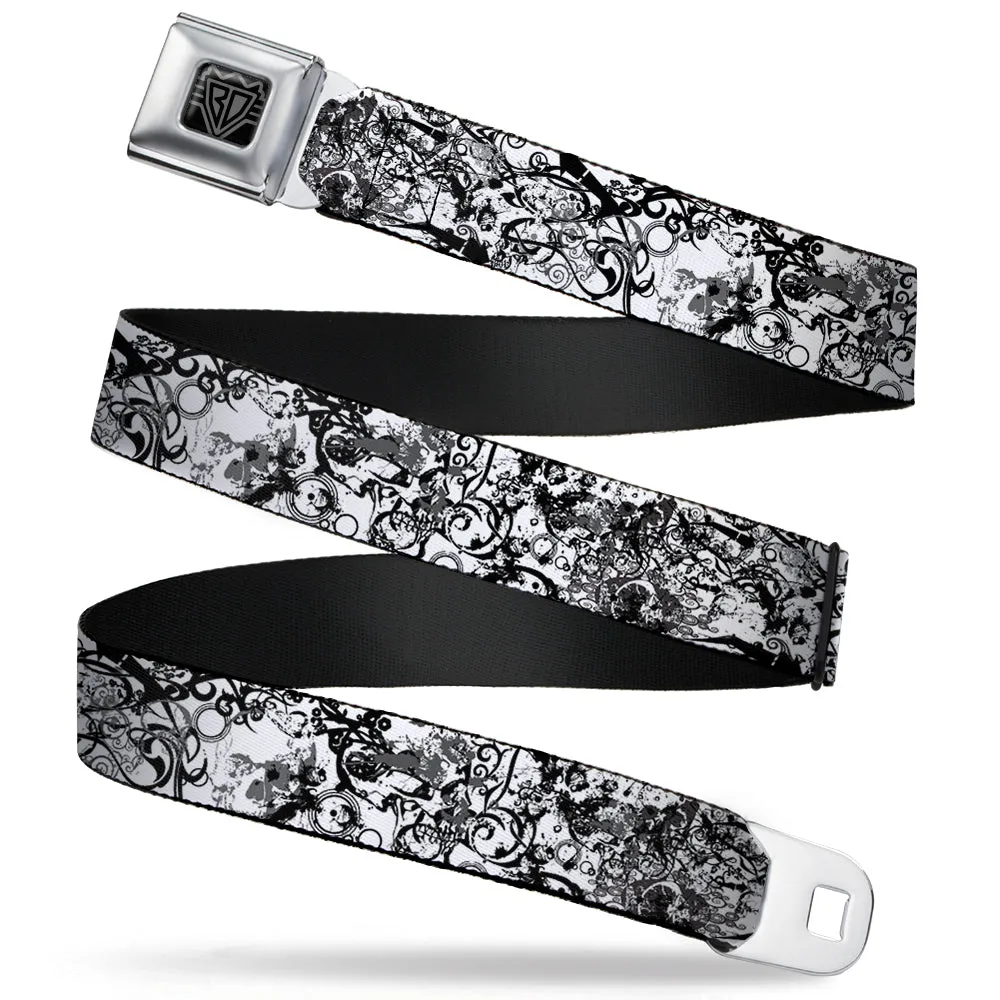 BD Wings Logo CLOSE-UP Full Color Black Silver Seatbelt Belt - BD Chaos Webbing