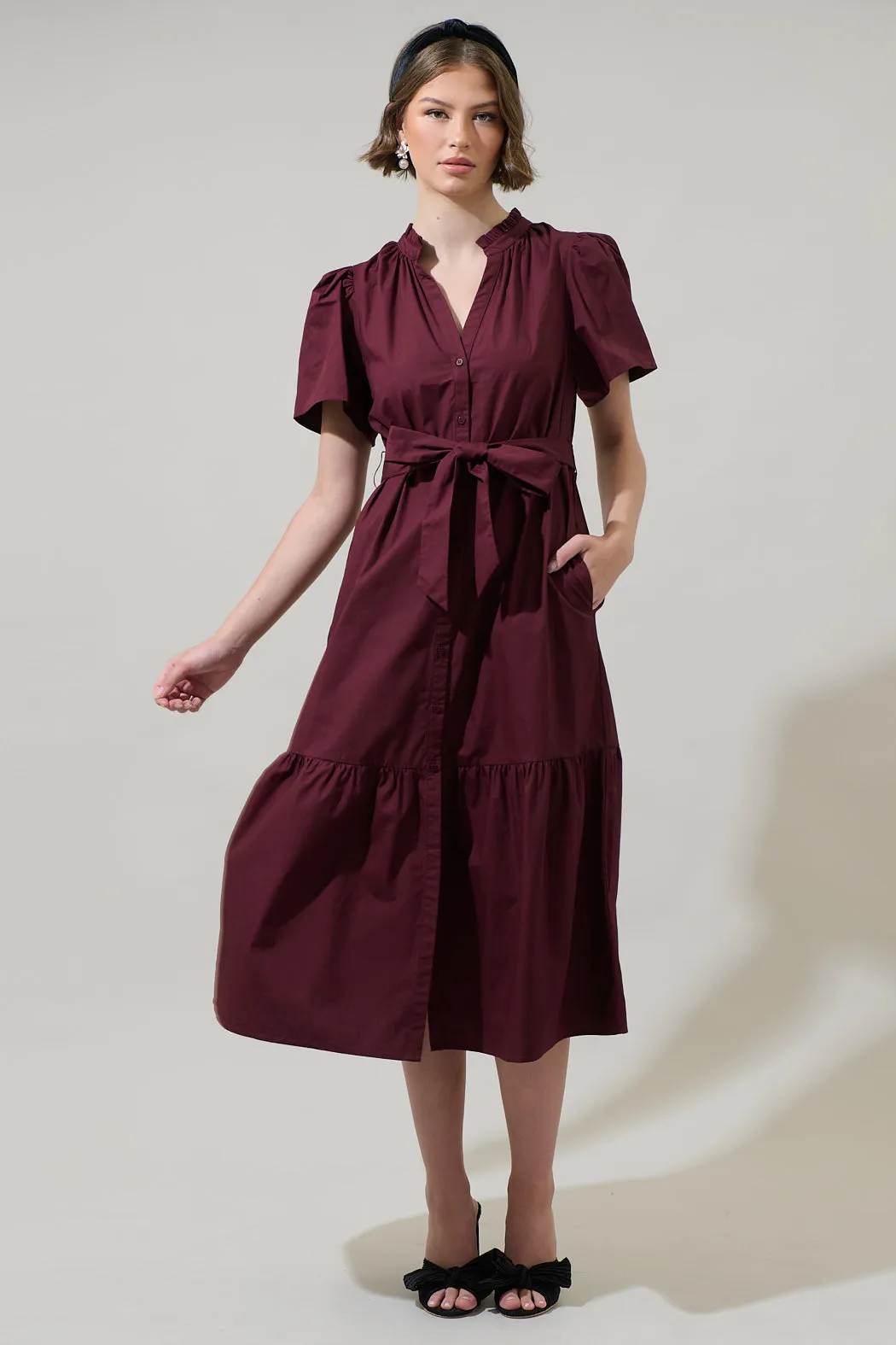 Beatrice Button Down Poplin Midi Dress