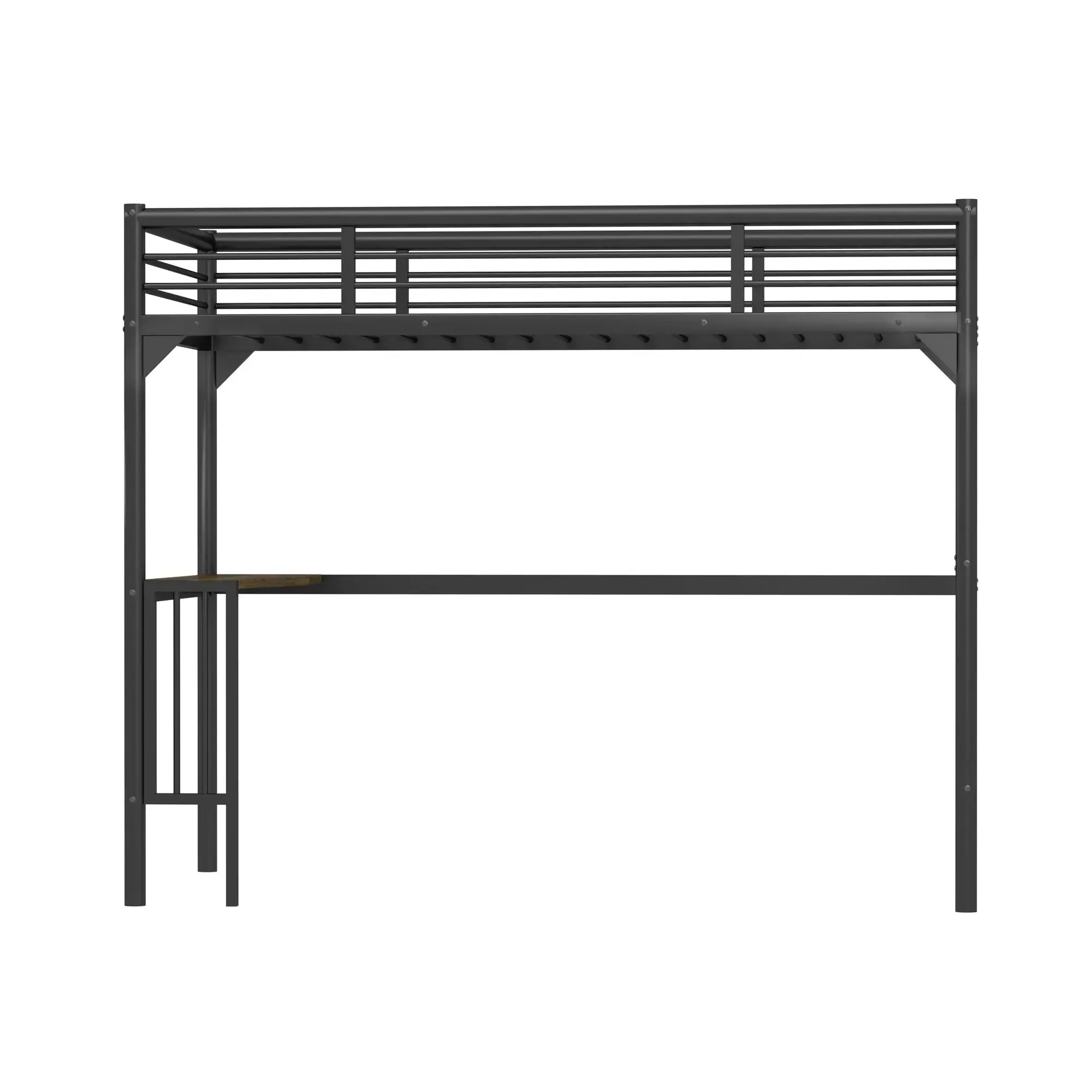 Bellemave® Twin Size Metal Loft Bed with Desk, Ladder and Guardrails