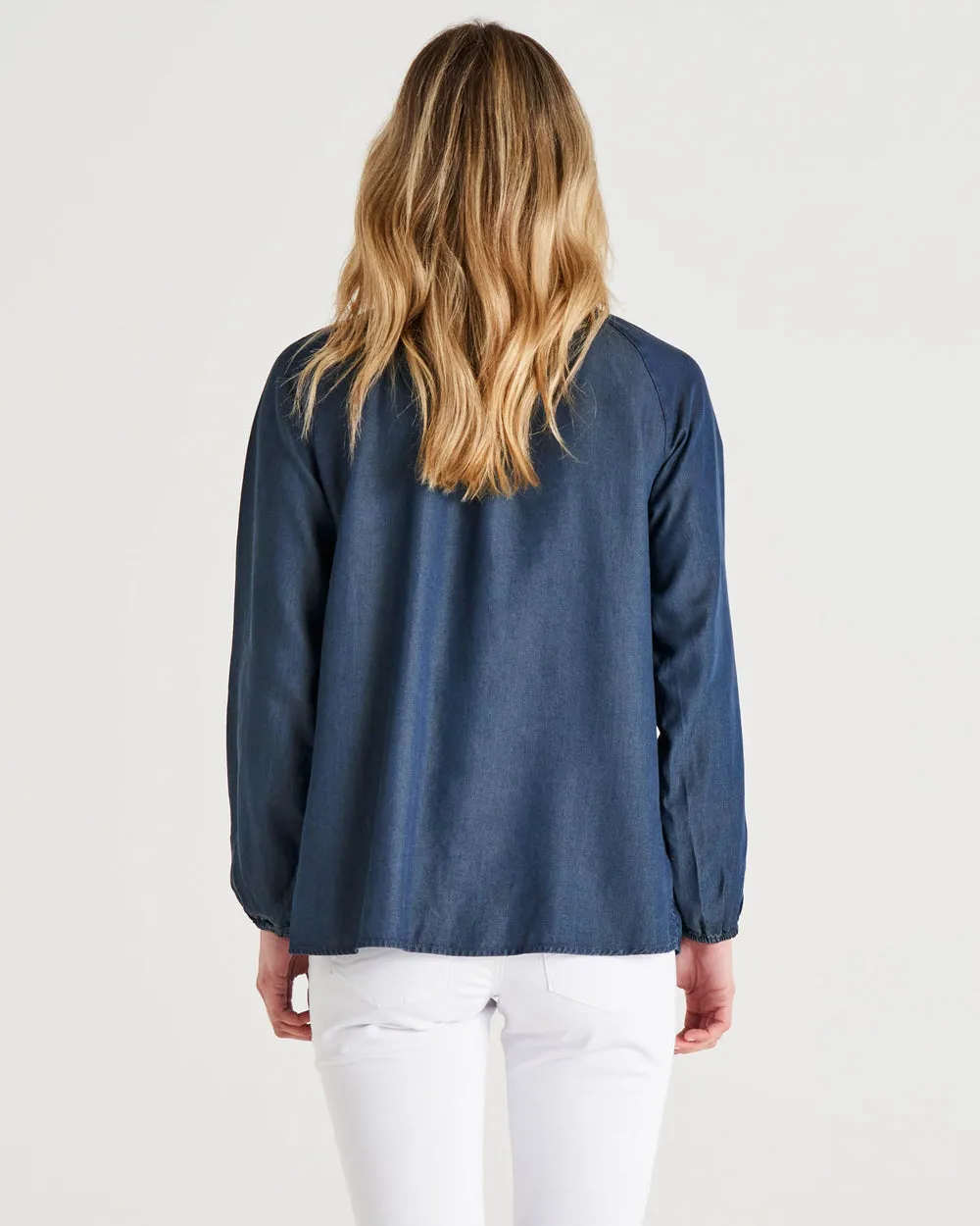 Betty Basics Drew Lyocell Blouse Dark Denim