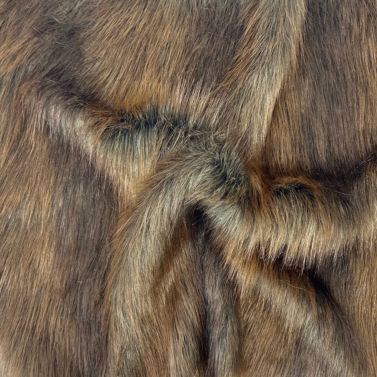 Brown | Caramel Striped Wolf Faux Fur Fabric