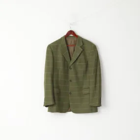 Bugatti Men 44 Blazer Green Herringbone Pure Wool Single Breasted Jacket