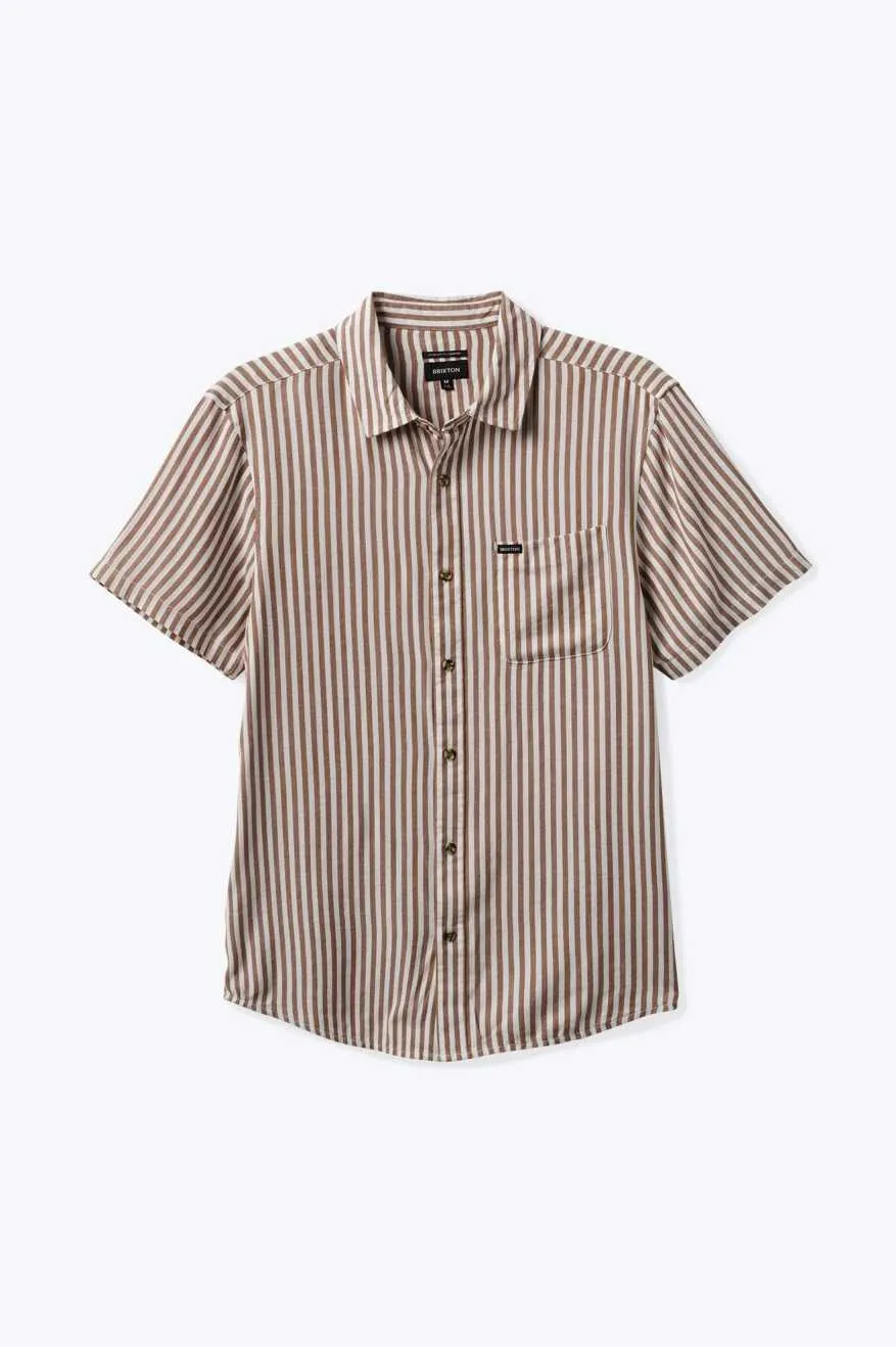 Charter Herringbone Stripe S/S Woven Shirt - Off White/Bison