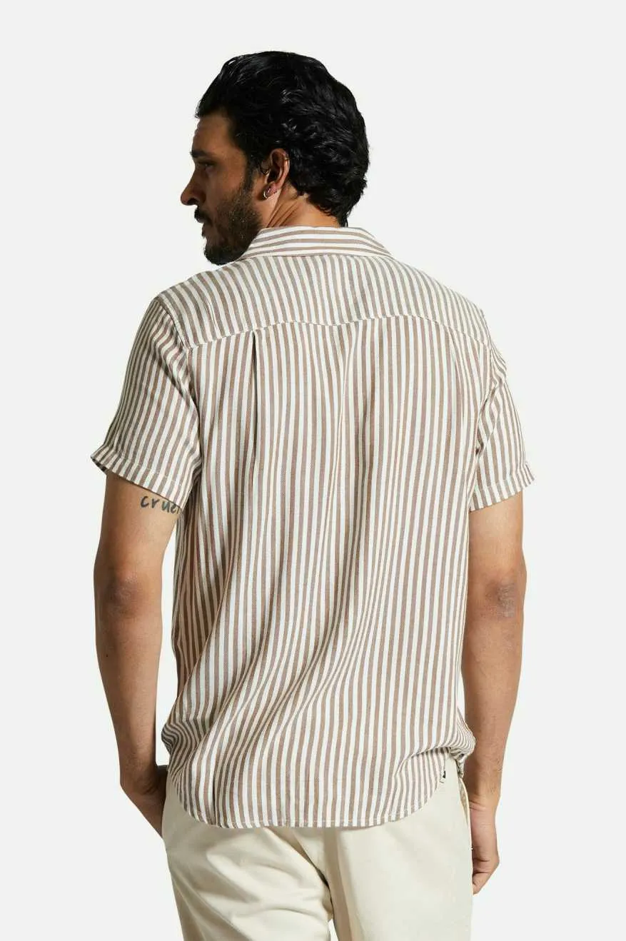 Charter Herringbone Stripe S/S Woven Shirt - Off White/Bison