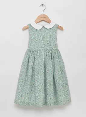 Clara Button Dress in Green Floral