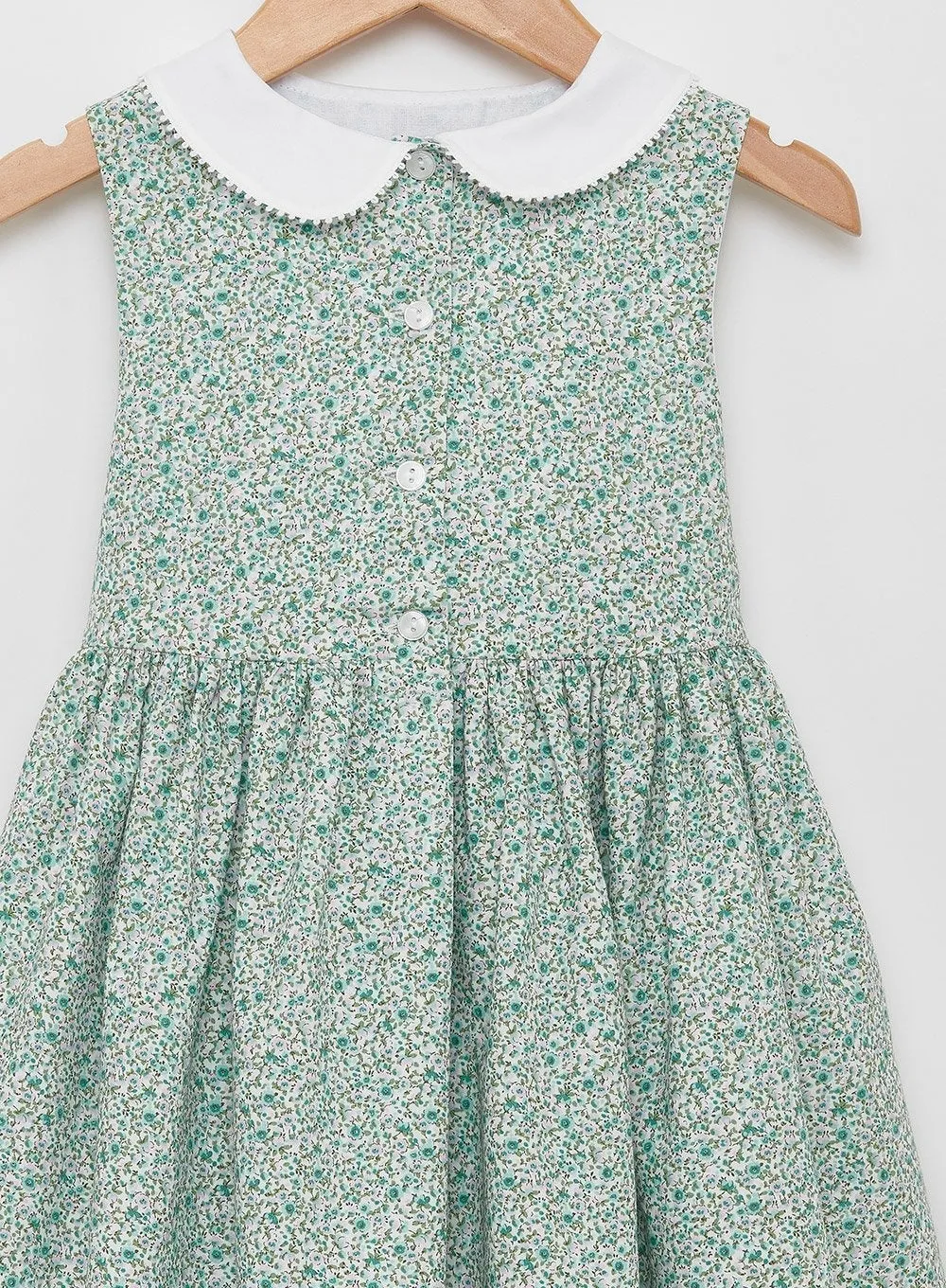 Clara Button Dress in Green Floral