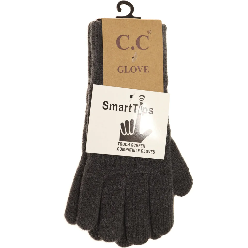 Classic Knit Smart Tips Gloves - C.C Beanie (G9018) - Black or Dark Grey