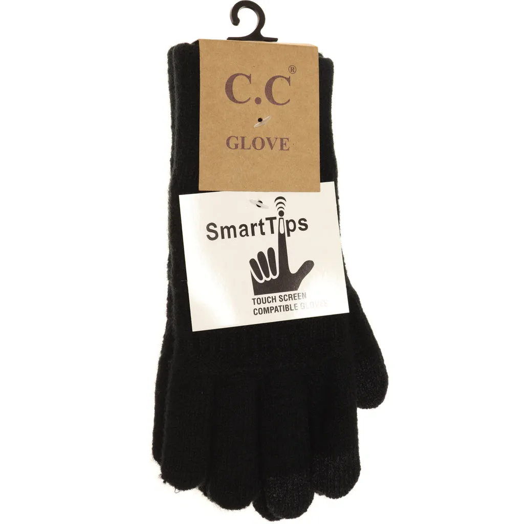 Classic Knit Smart Tips Gloves - C.C Beanie (G9018) - Black or Dark Grey