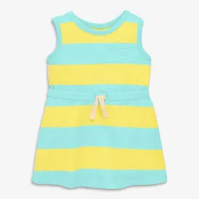 Clearance baby tank drawstring dress in rugby stripe