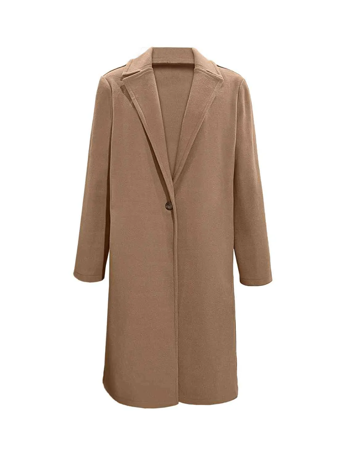 Collared Neck Button Up Long Sleeve Coat