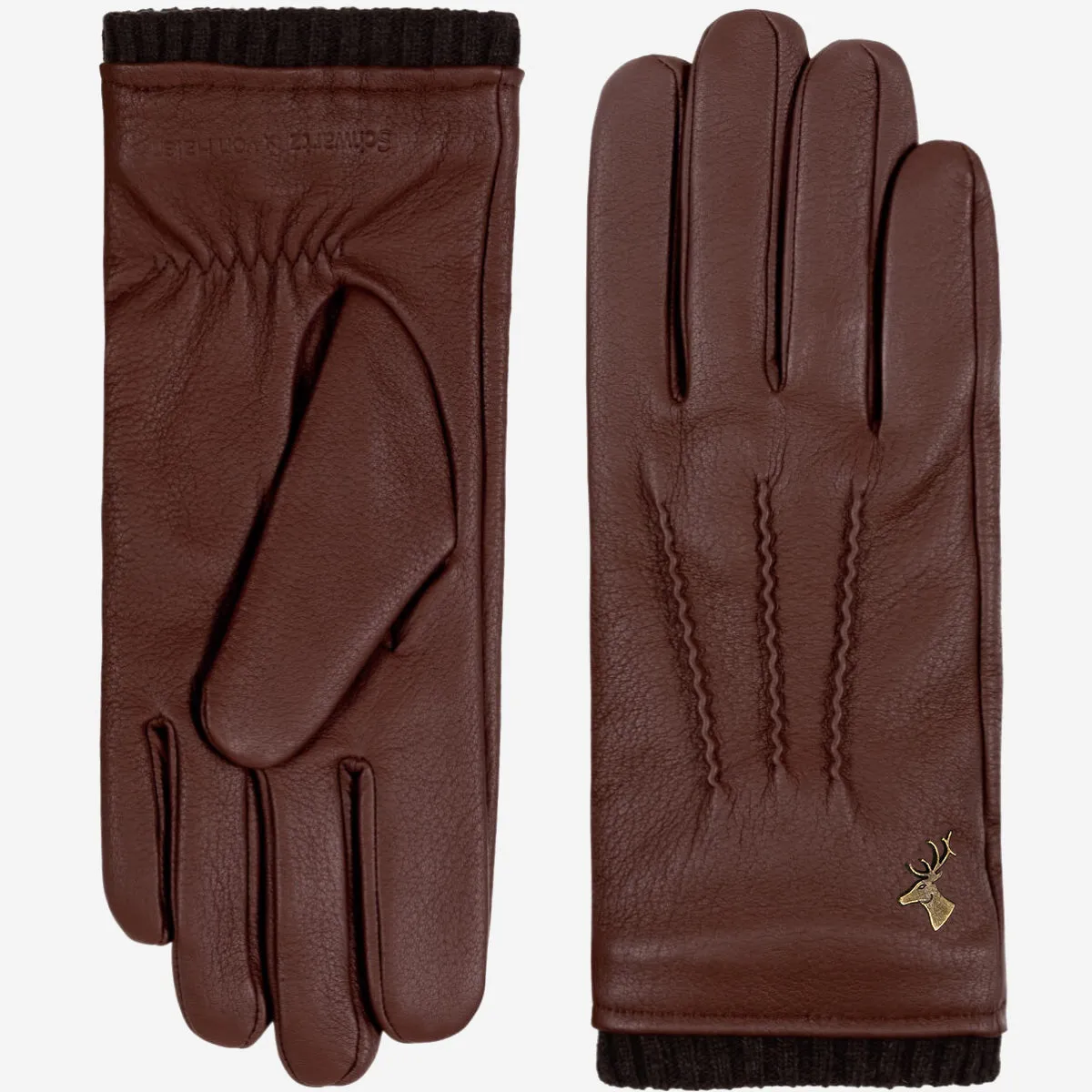 Columbus (brown) – luxurious deerskin (American deerskin) leather gloves with warm wool lining