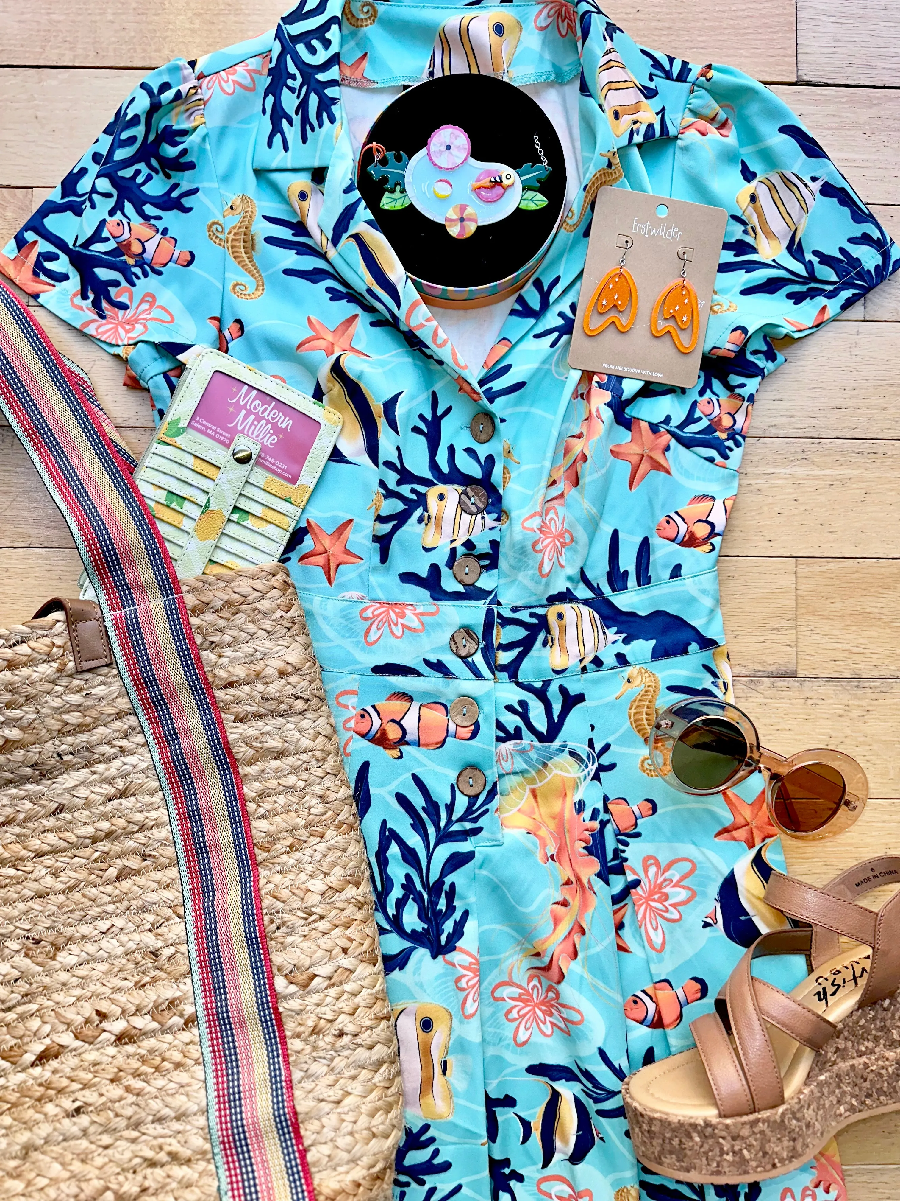 Coral Reef Button Up Romper by Voodoo Vixen