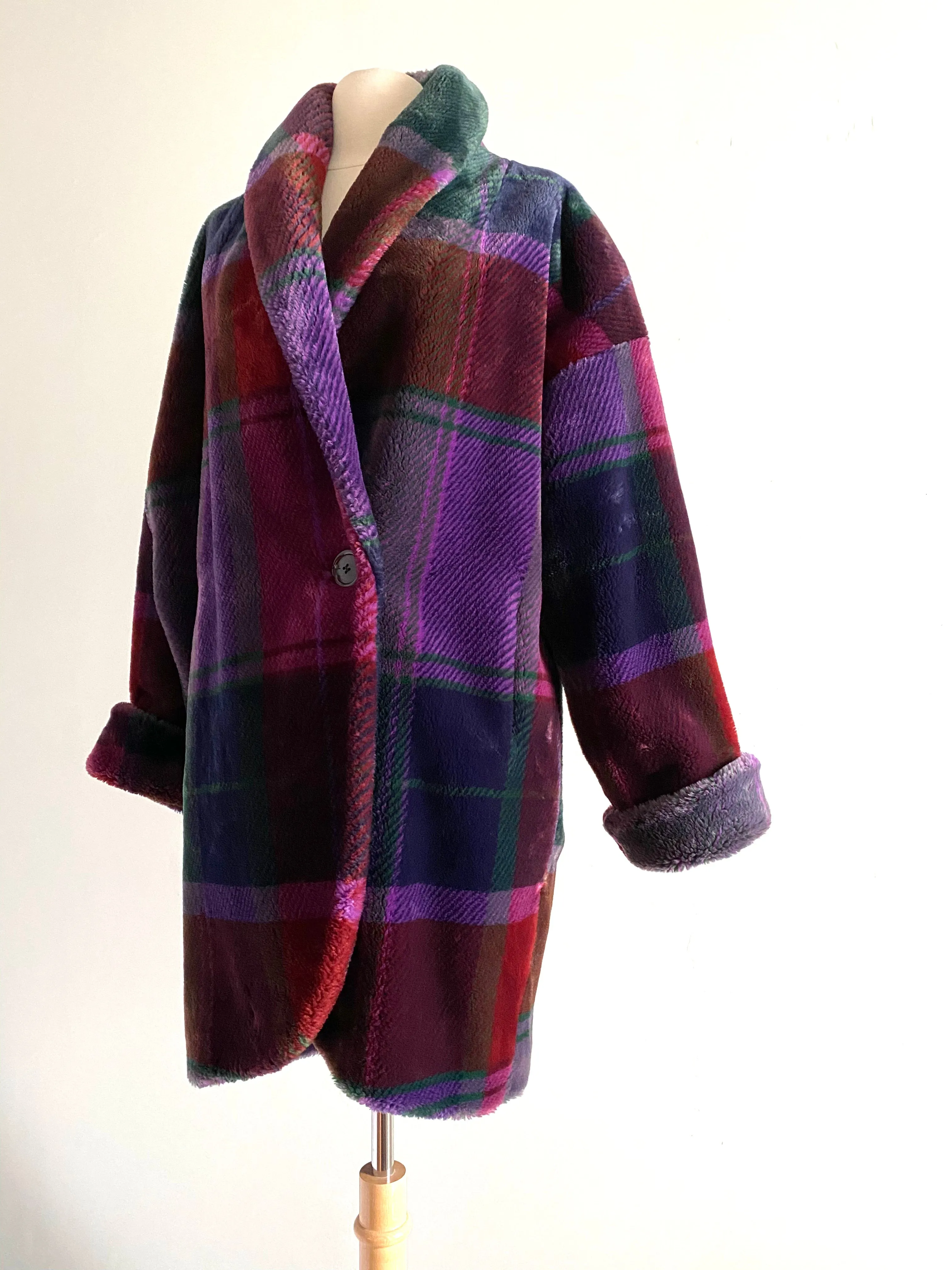 Cozy Chic 1980's Donnybrook Plaid Coat / Sz S/M