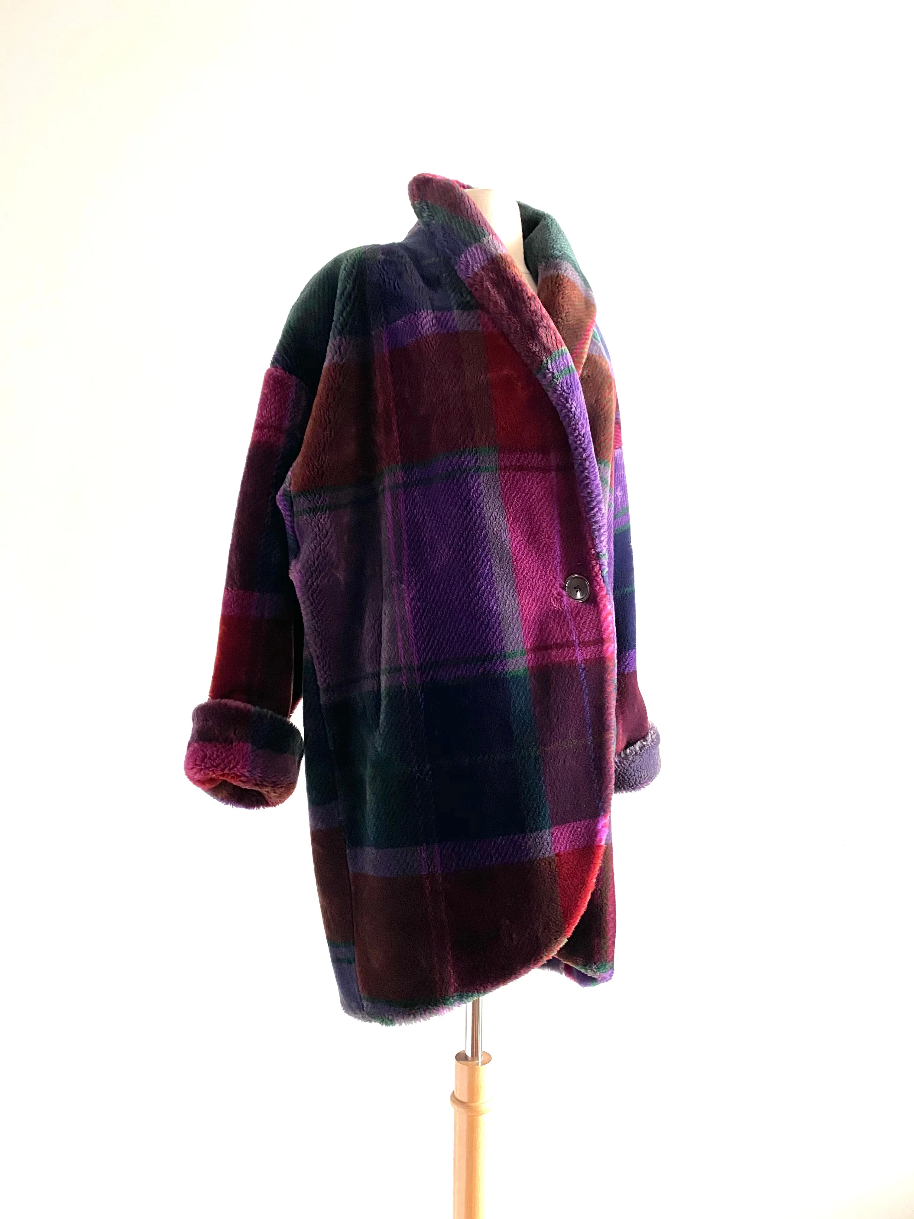 Cozy Chic 1980's Donnybrook Plaid Coat / Sz S/M