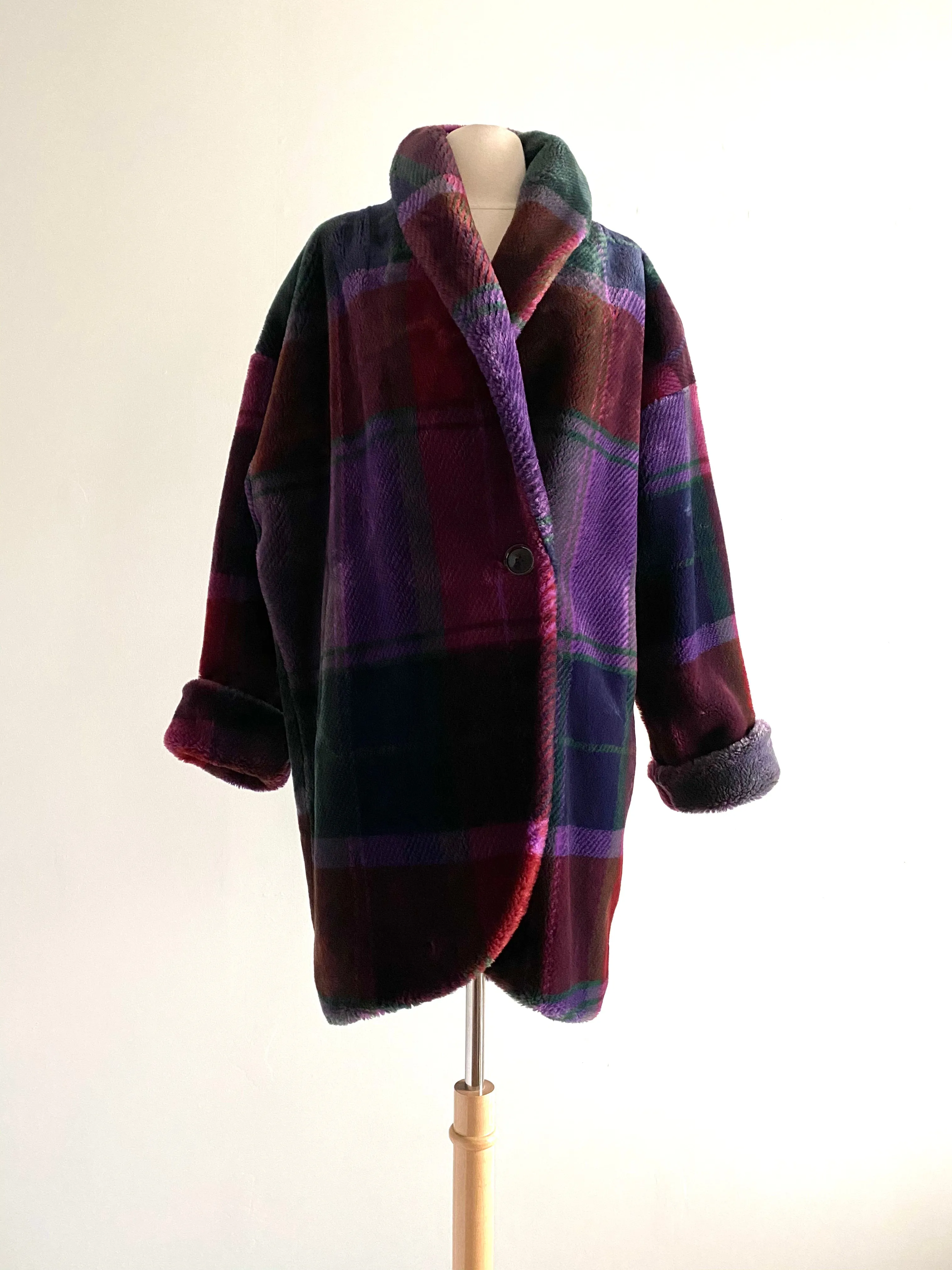 Cozy Chic 1980's Donnybrook Plaid Coat / Sz S/M