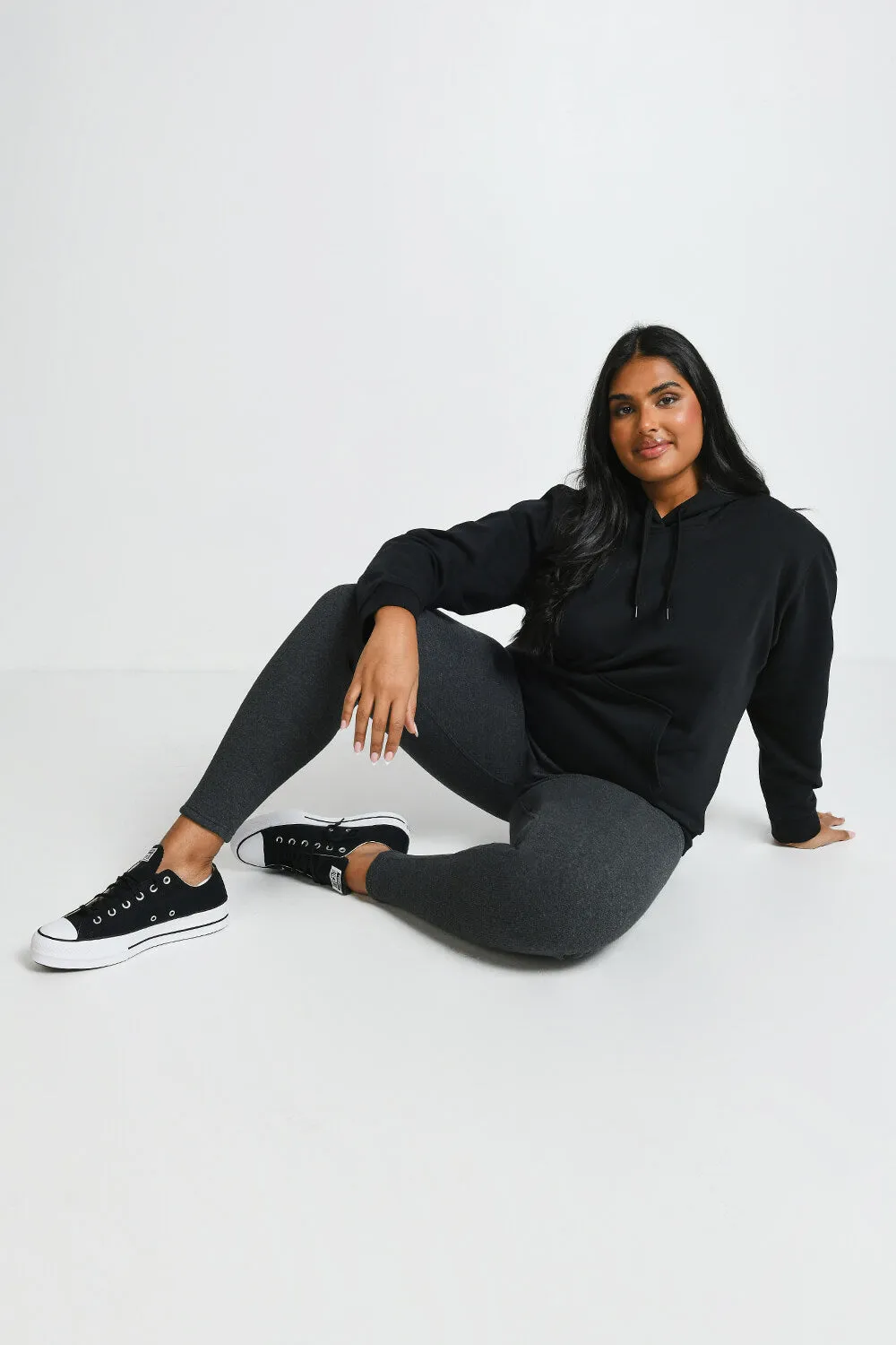 Curve Extreme Fleece Lined Leggings - Dark Grey Marl